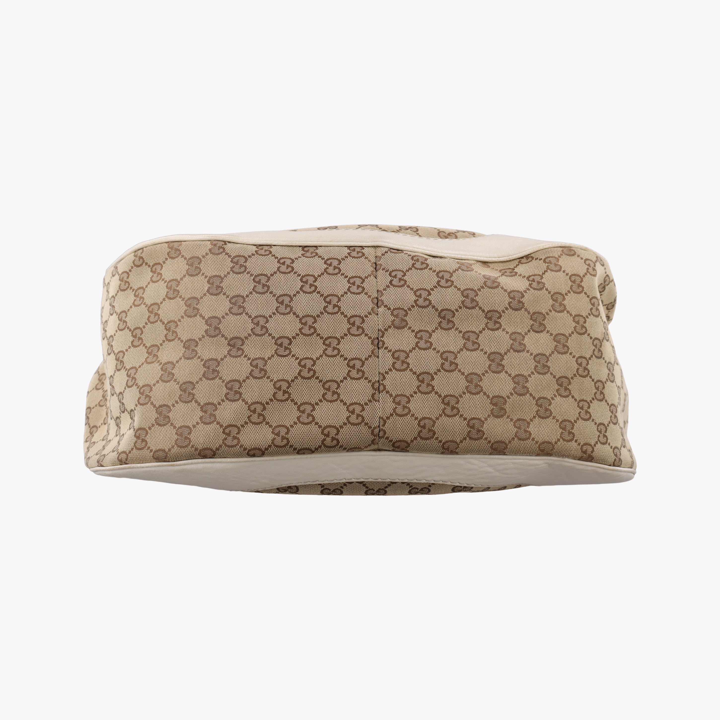 Pre-owned Gucci Charlotte Hobo Brown×White canvas×leather 203504 shoulderbag | stylenewstar