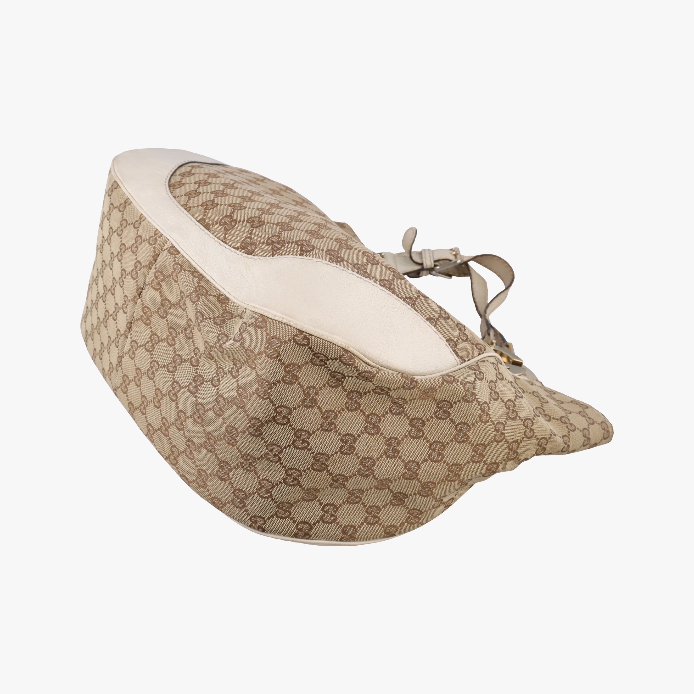 Pre-owned Gucci Charlotte Hobo Brown×White canvas×leather 203504 shoulderbag | stylenewstar