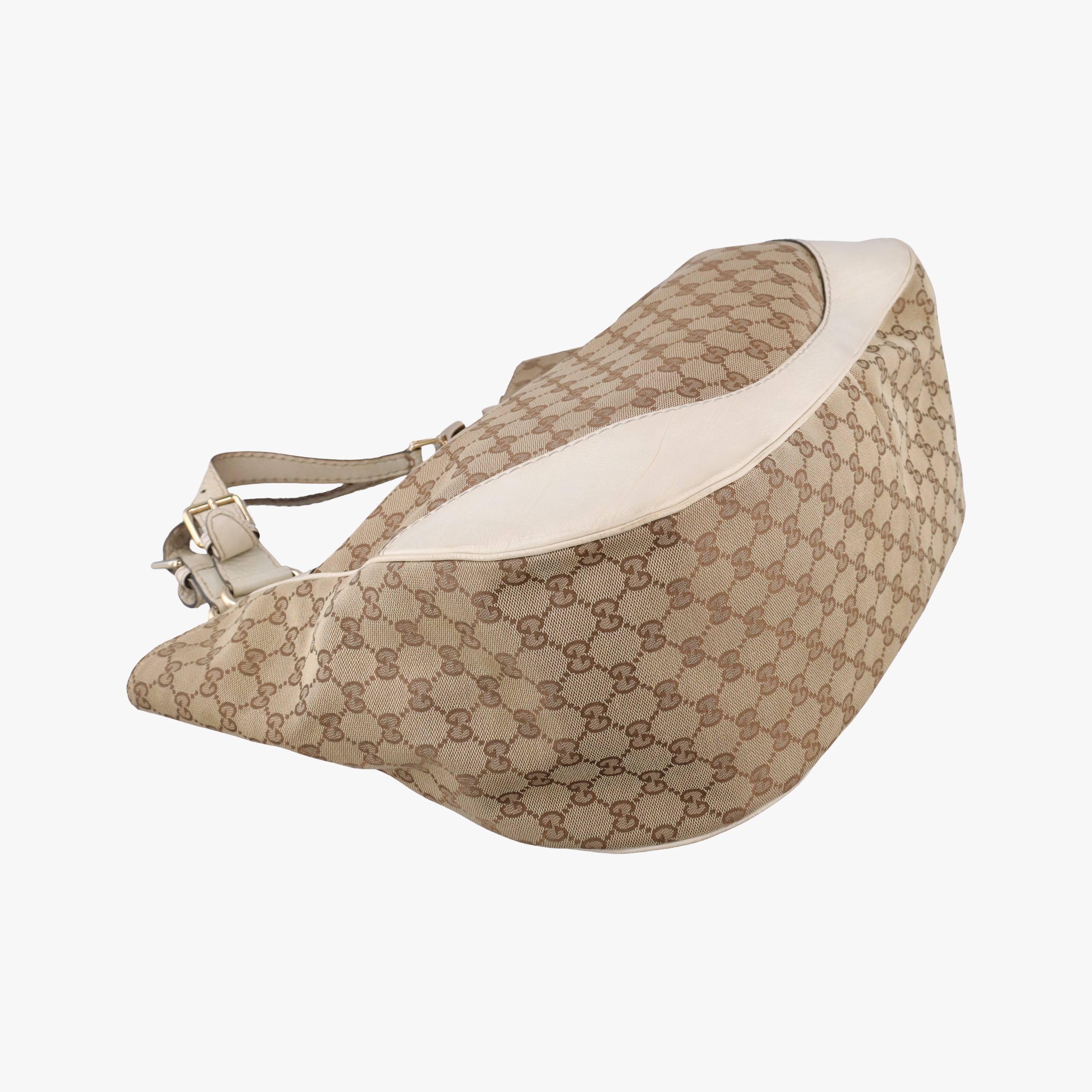 Pre-owned Gucci Charlotte Hobo Brown×White canvas×leather 203504 shoulderbag | stylenewstar