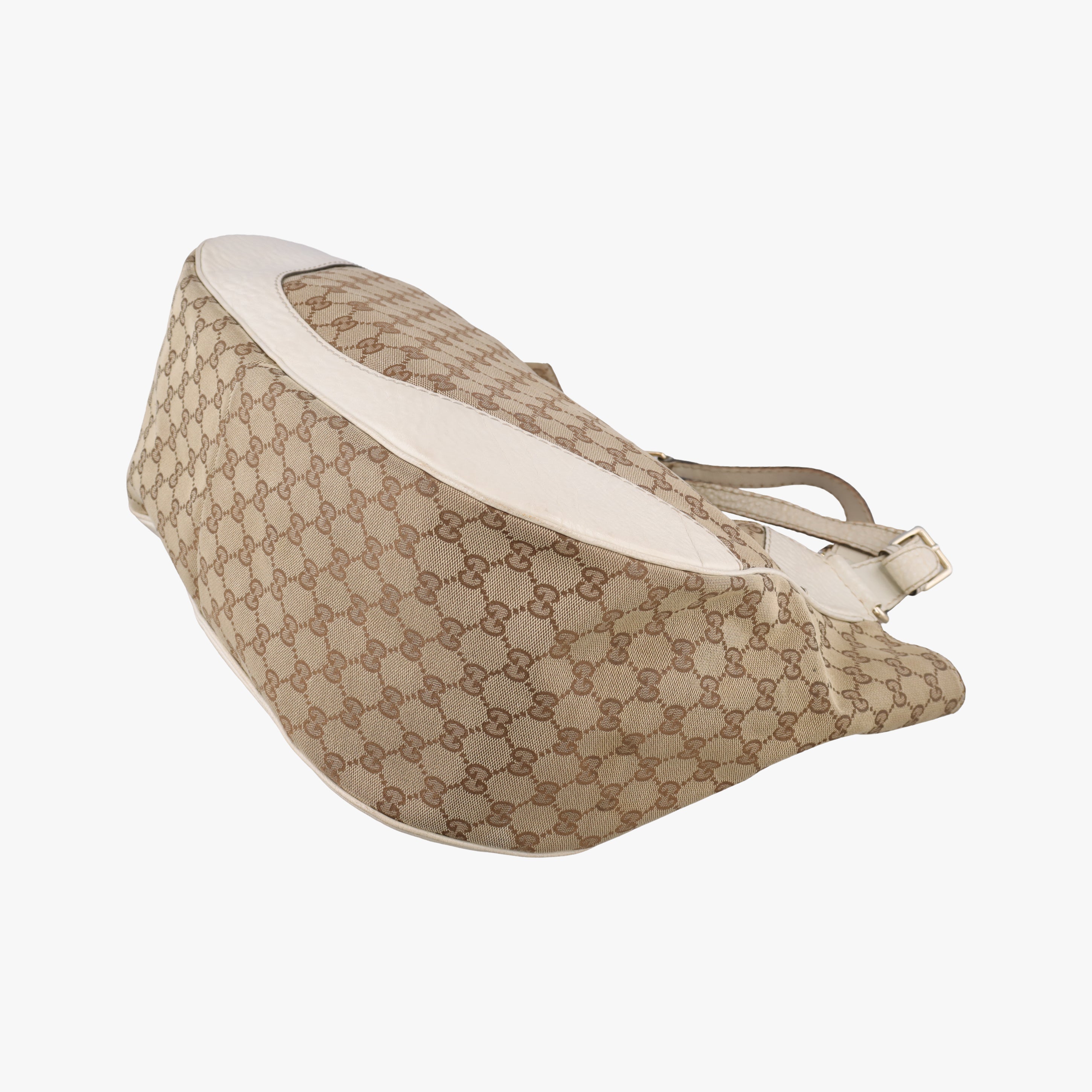 Pre-owned Gucci Charlotte Hobo Brown×White canvas×leather 203504 shoulderbag | stylenewstar