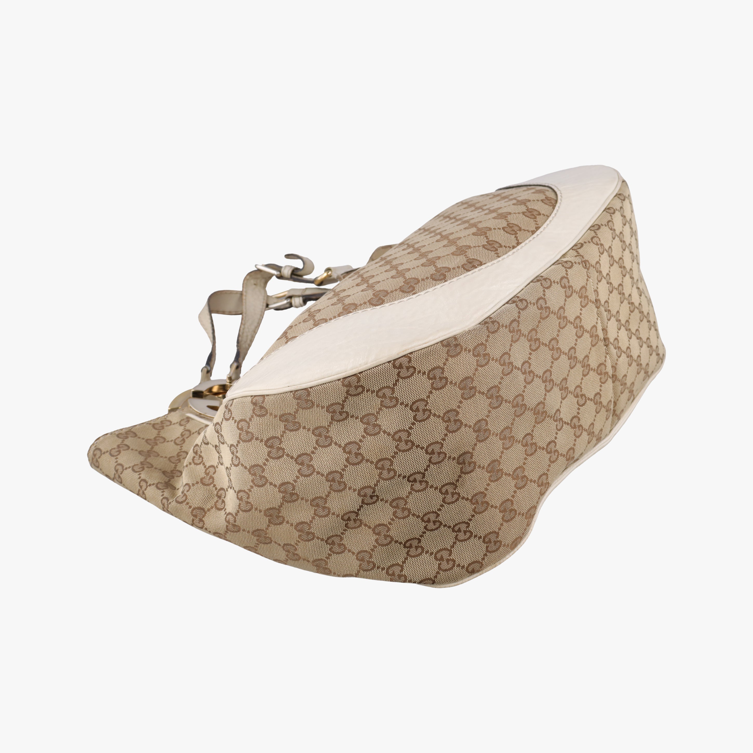 Pre-owned Gucci Charlotte Hobo Brown×White canvas×leather 203504 shoulderbag | stylenewstar