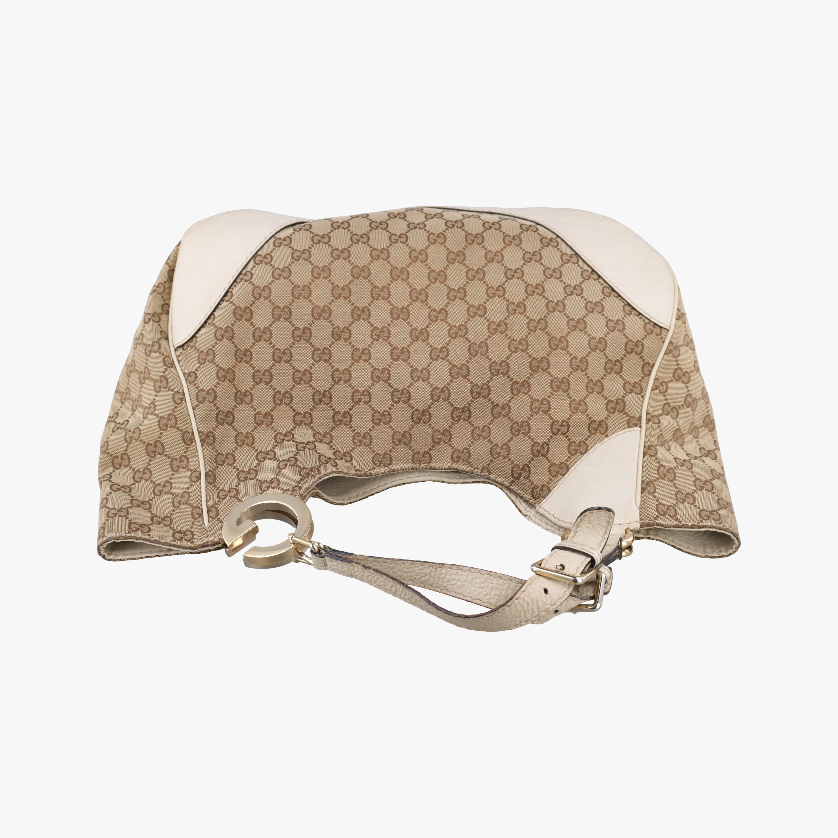 Pre-owned Gucci Charlotte Hobo Brown×White canvas×leather 203504 shoulderbag | stylenewstar