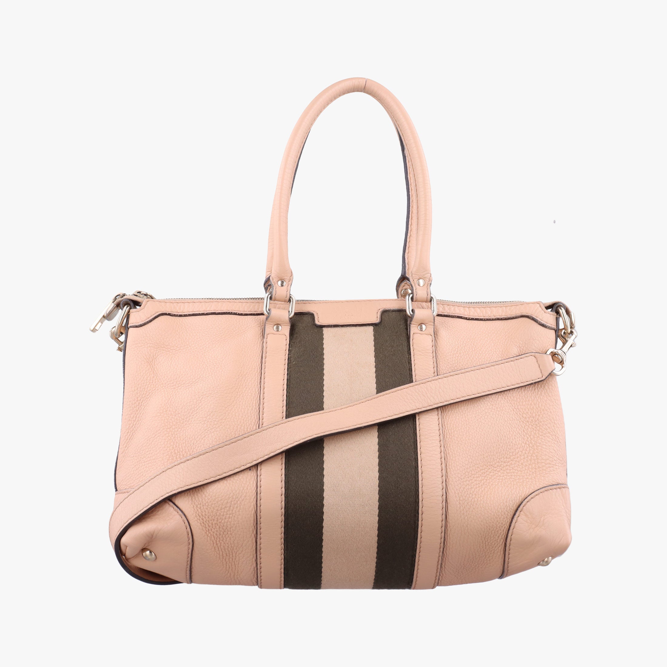 Pre-owned Gucci Vintage Web Beige x khaki Leather 257341 shoulderbag | stylenewstar