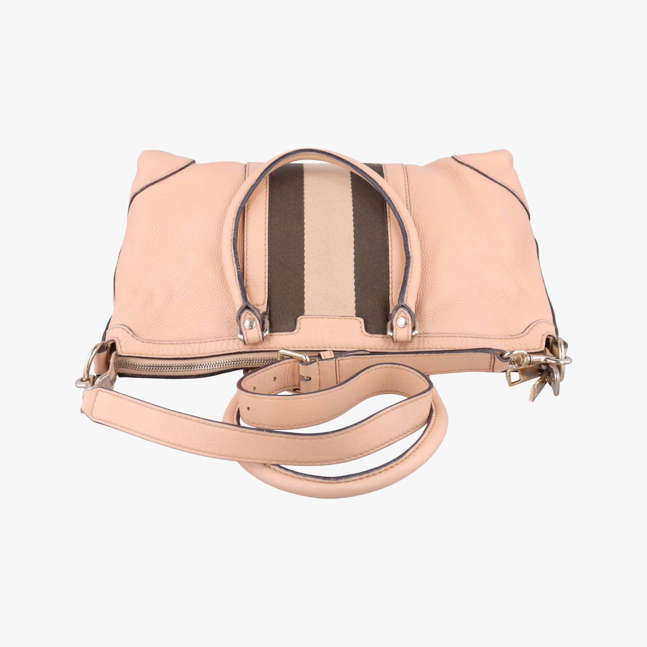 Pre-owned Gucci Vintage Web Beige x khaki Leather 257341 shoulderbag | stylenewstar