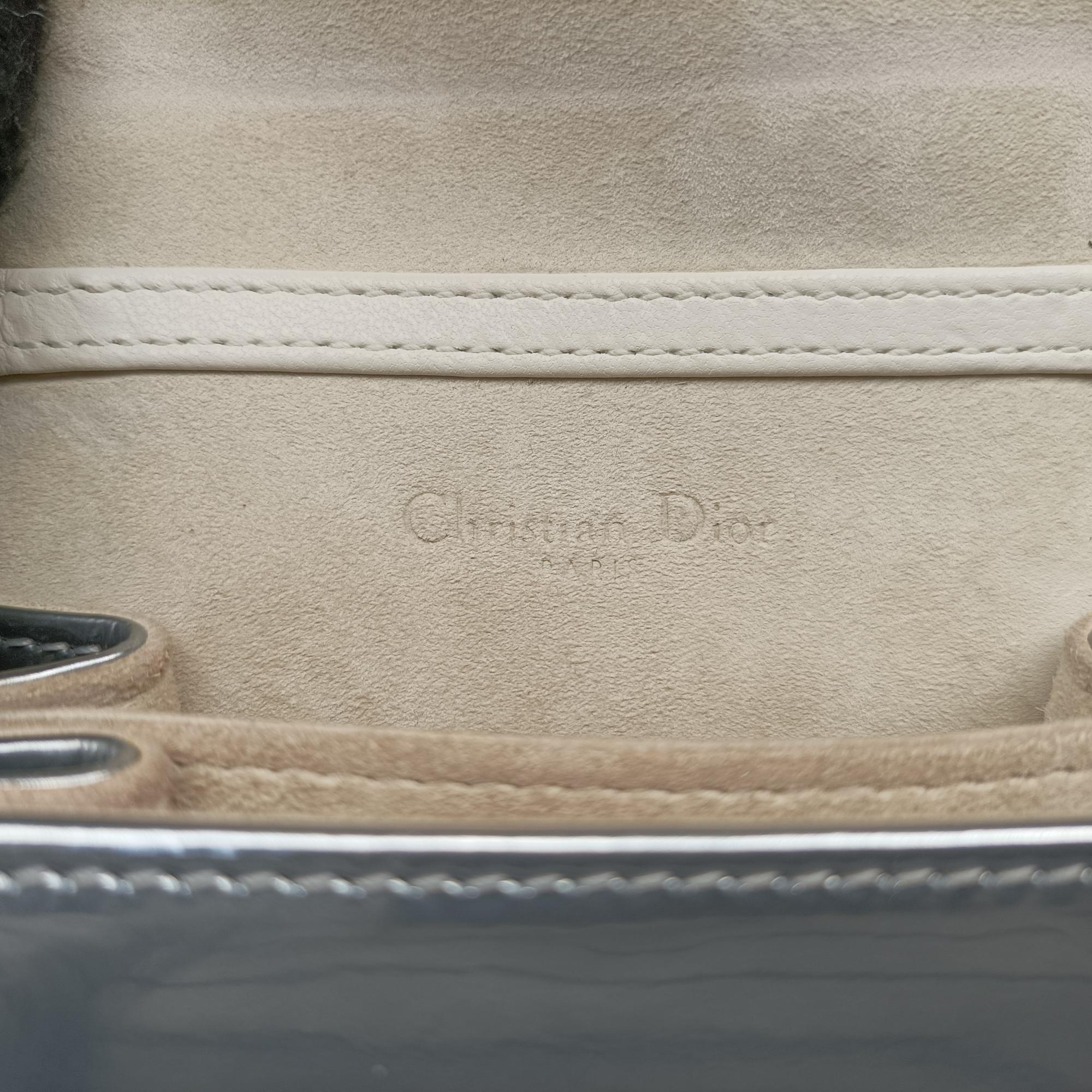 Pre-owned Christian Dior Diorama Silver Patent  shoulderbag | stylenewstar