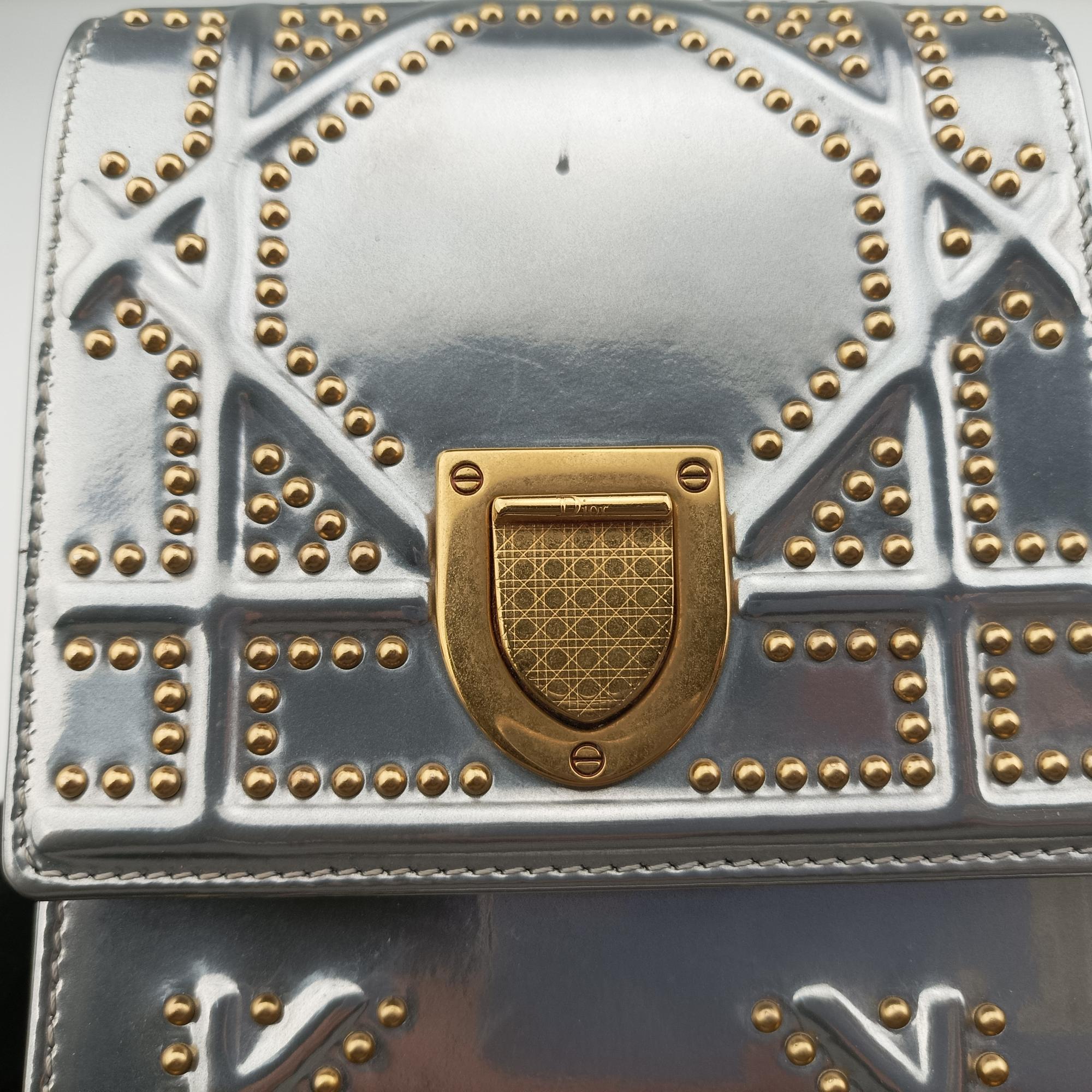 Pre-owned Christian Dior Diorama Silver Patent  shoulderbag | stylenewstar