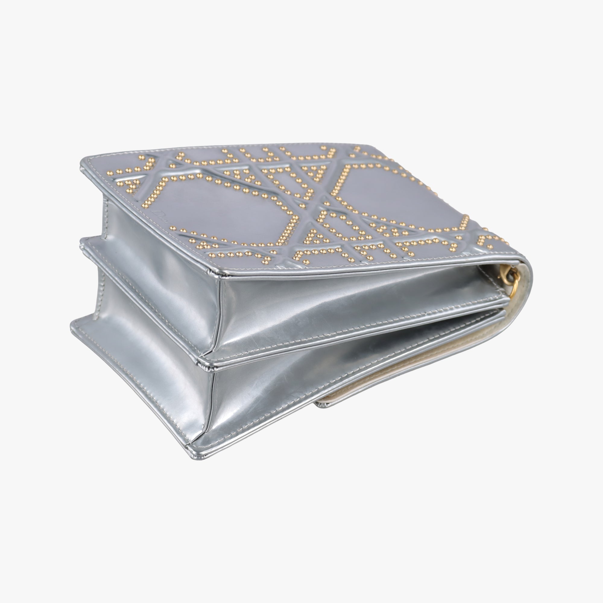 Pre-owned Christian Dior Diorama Silver Patent  shoulderbag | stylenewstar