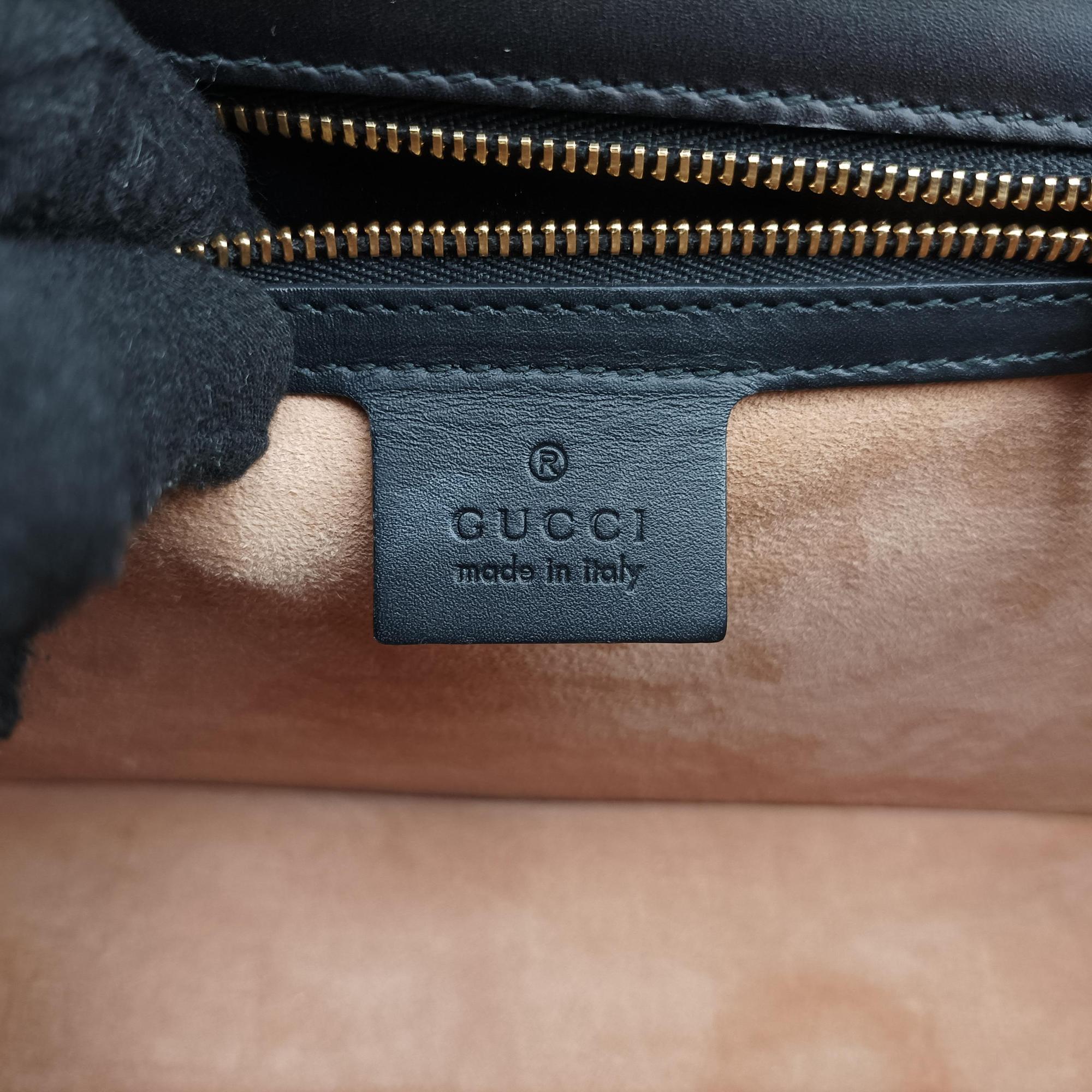 Pre-owned Gucci Sylvie Black×Green×Red Leather 421882 shoulderbag | stylenewstar