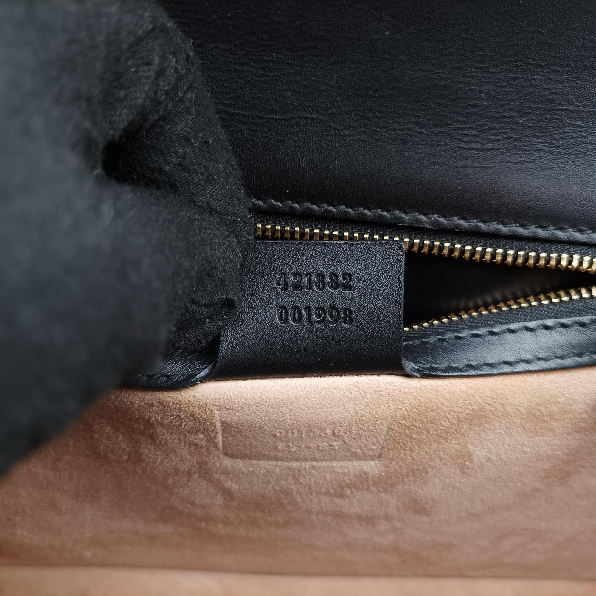 Pre-owned Gucci Sylvie Black×Green×Red Leather 421882 shoulderbag | stylenewstar