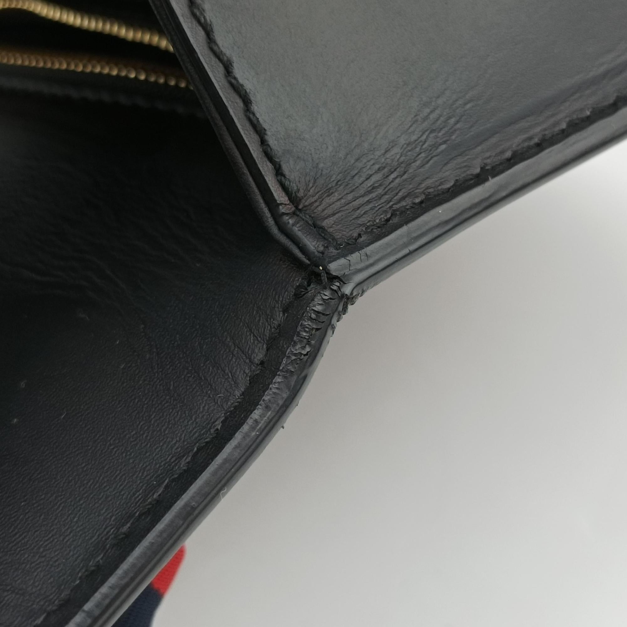 Pre-owned Gucci Sylvie Black×Green×Red Leather 421882 shoulderbag | stylenewstar