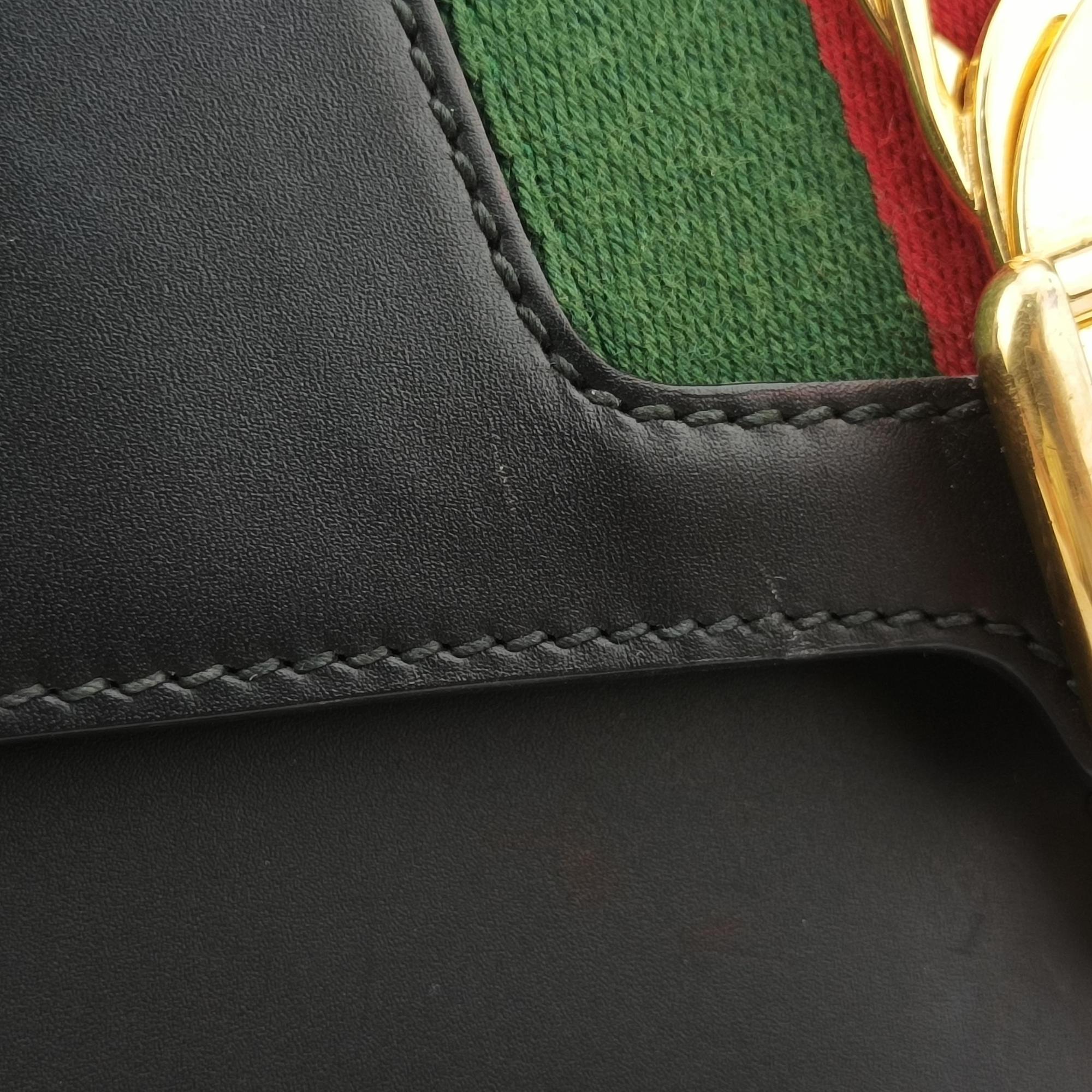 Pre-owned Gucci Sylvie Black×Green×Red Leather 421882 shoulderbag | stylenewstar