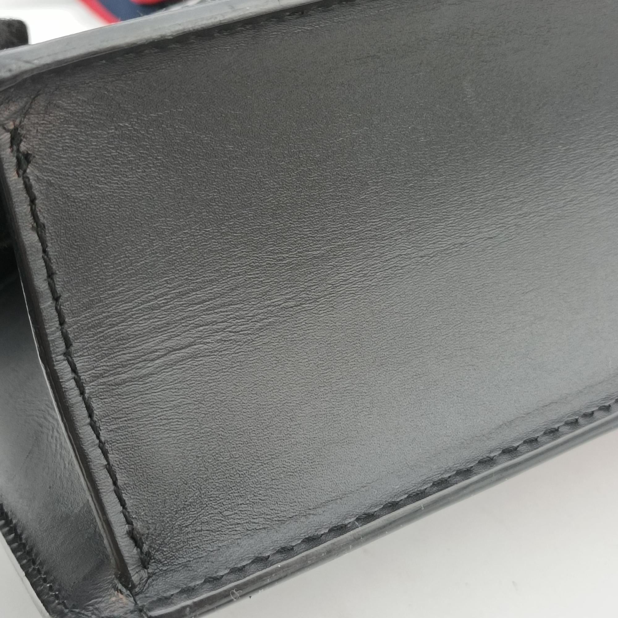 Pre-owned Gucci Sylvie Black×Green×Red Leather 421882 shoulderbag | stylenewstar