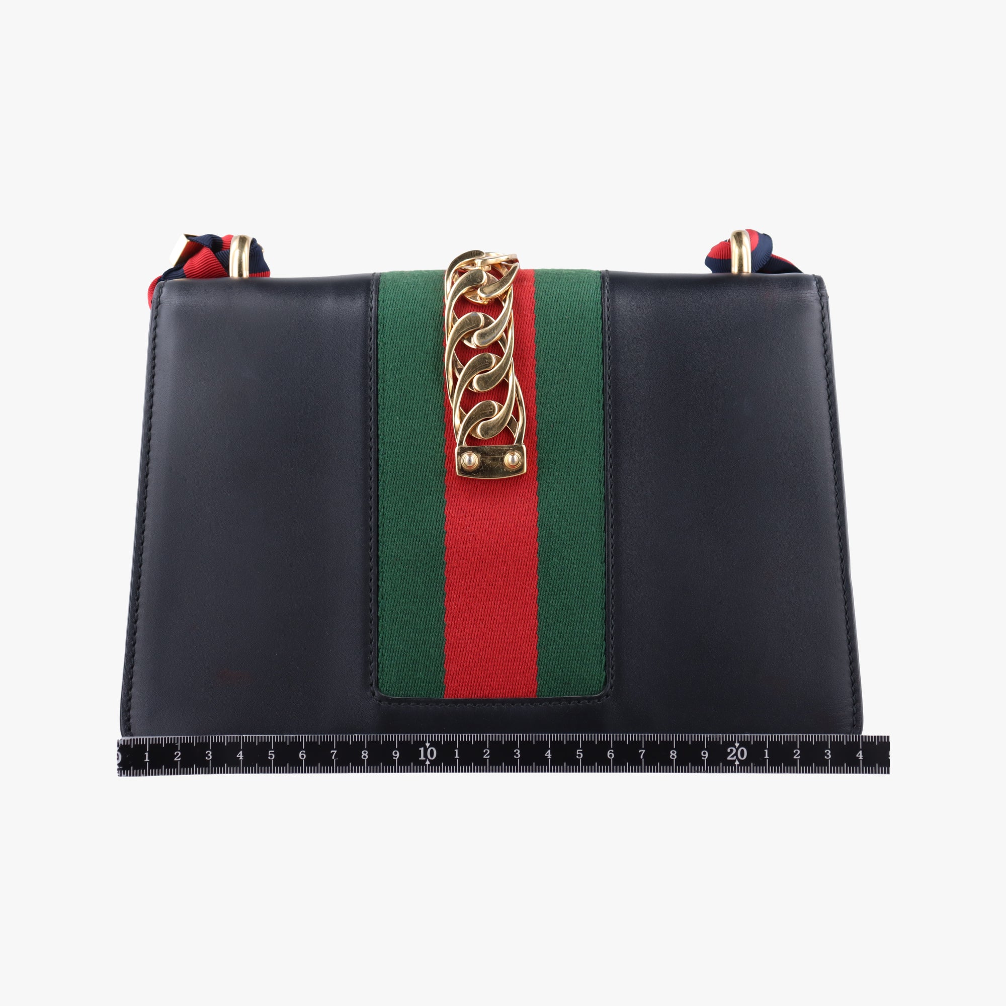 Pre-owned Gucci Sylvie Black×Green×Red Leather 421882 shoulderbag | stylenewstar