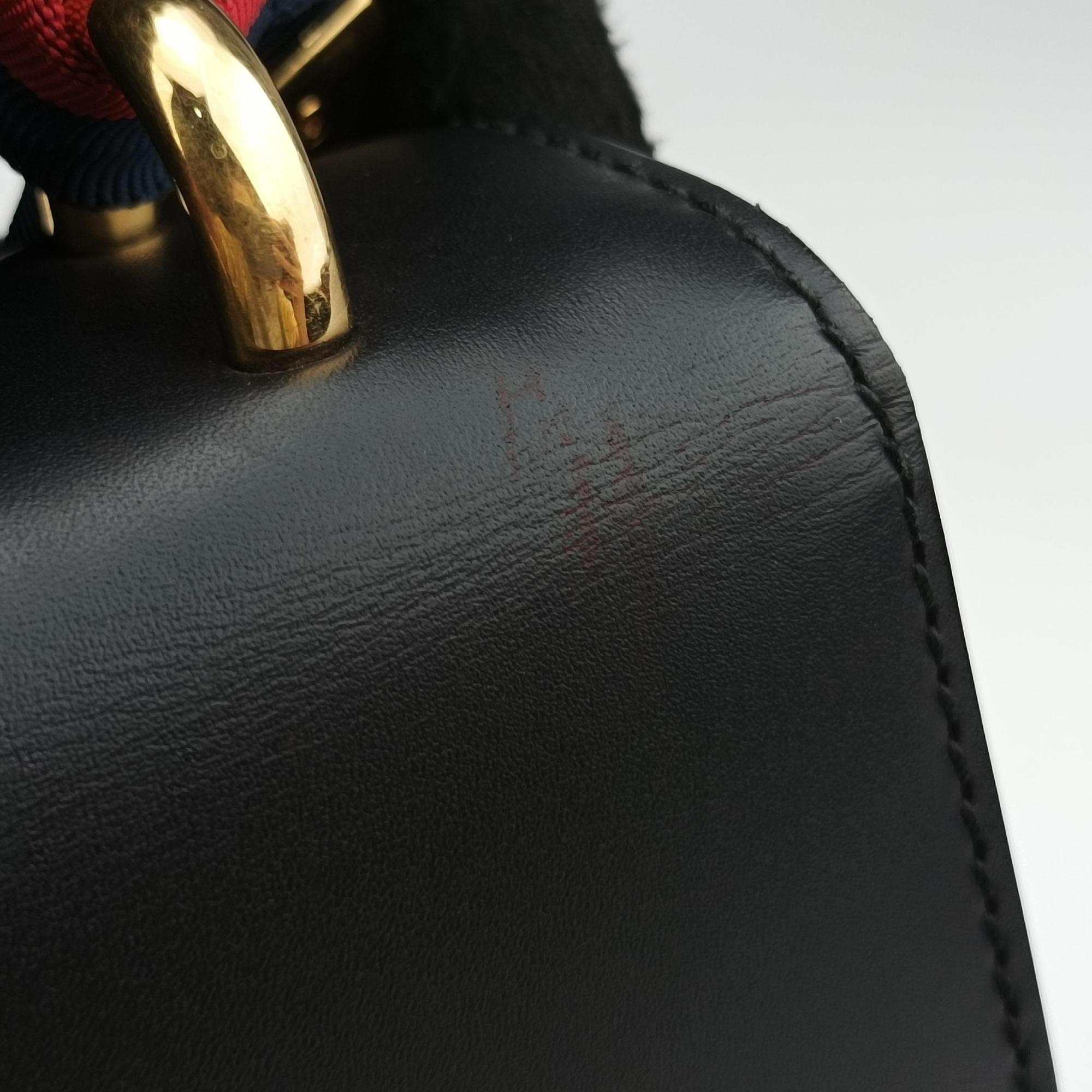 Pre-owned Gucci Sylvie Black×Green×Red Leather 421882 shoulderbag | stylenewstar