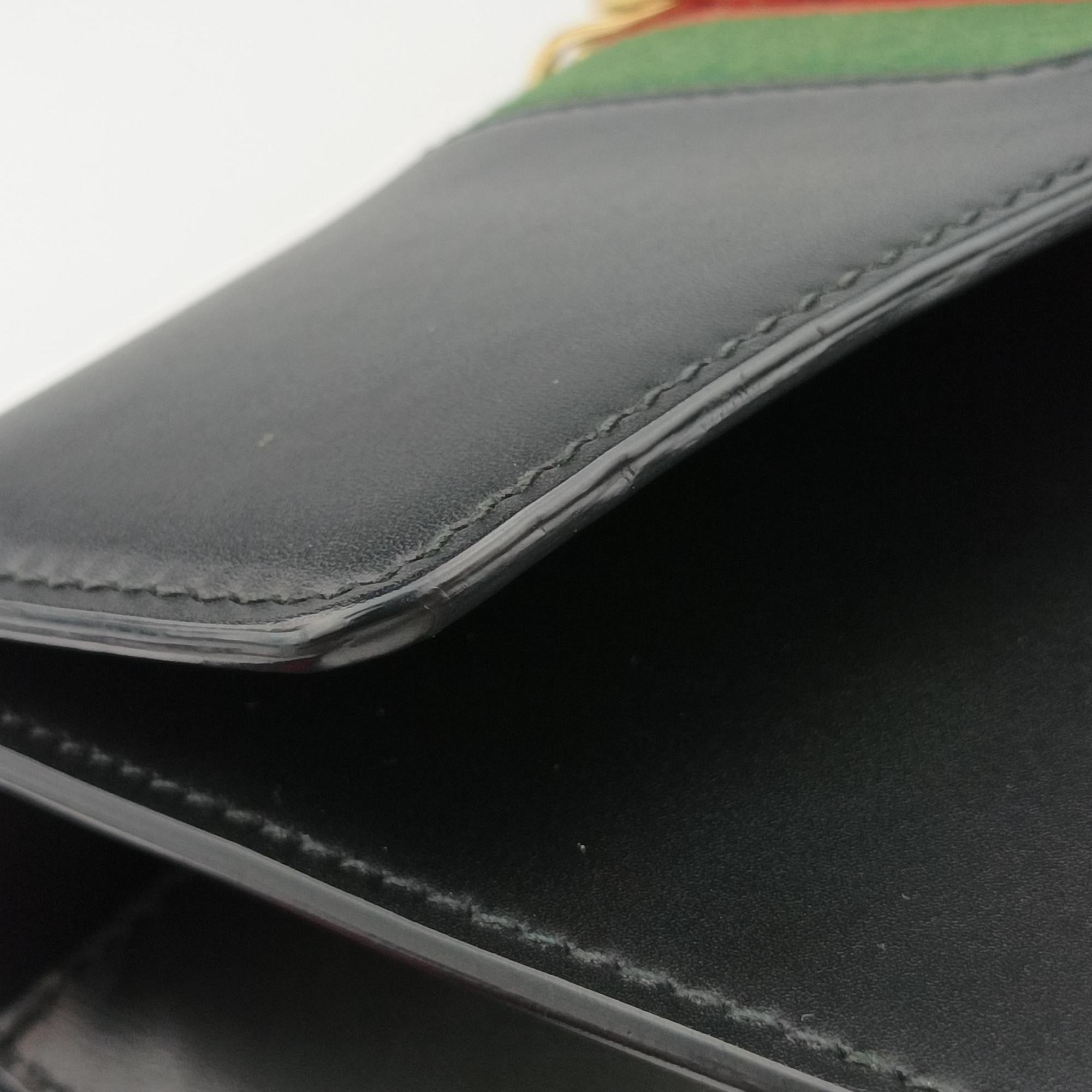 Pre-owned Gucci Sylvie Black×Green×Red Leather 421882 shoulderbag | stylenewstar