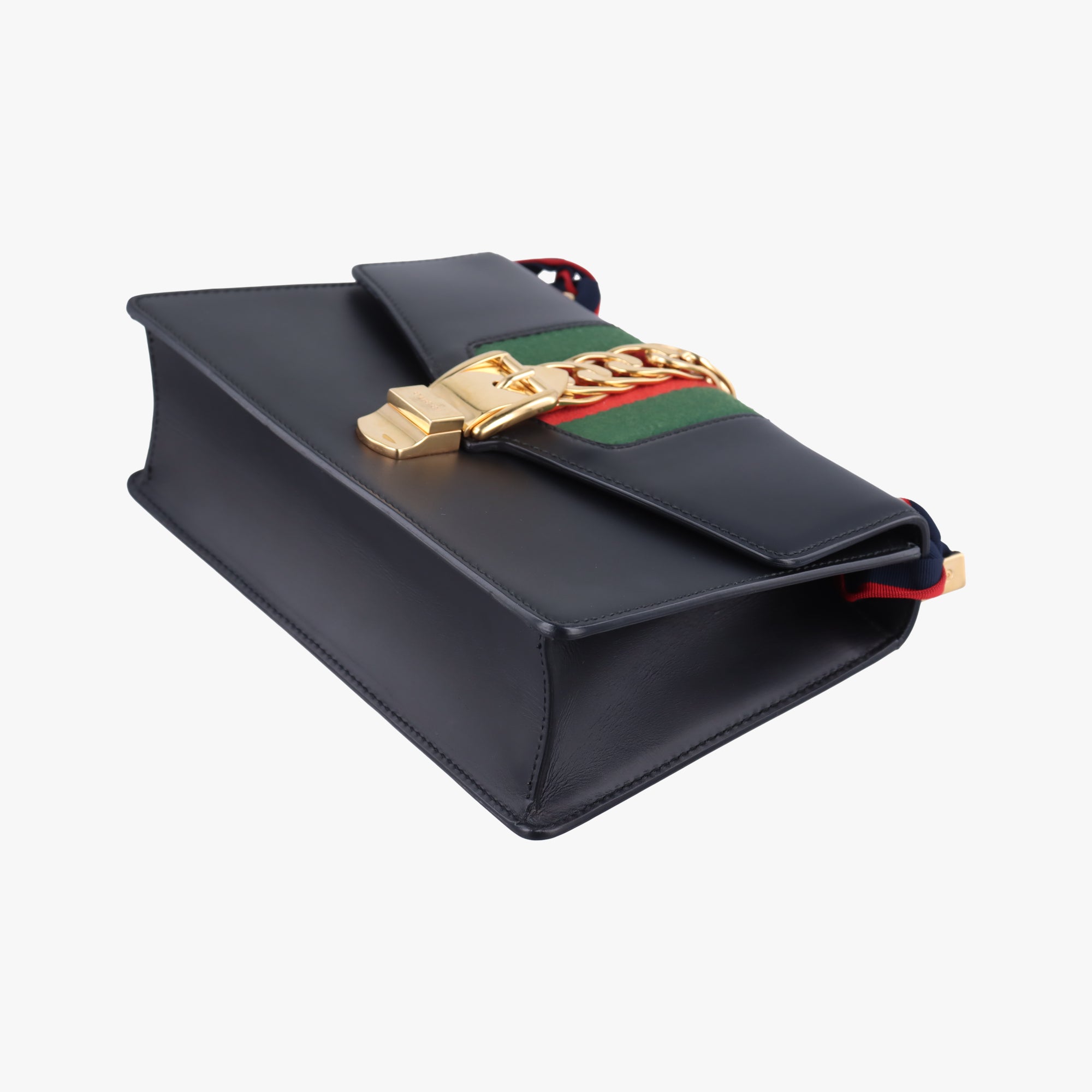 Pre-owned Gucci Sylvie Black×Green×Red Leather 421882 shoulderbag | stylenewstar