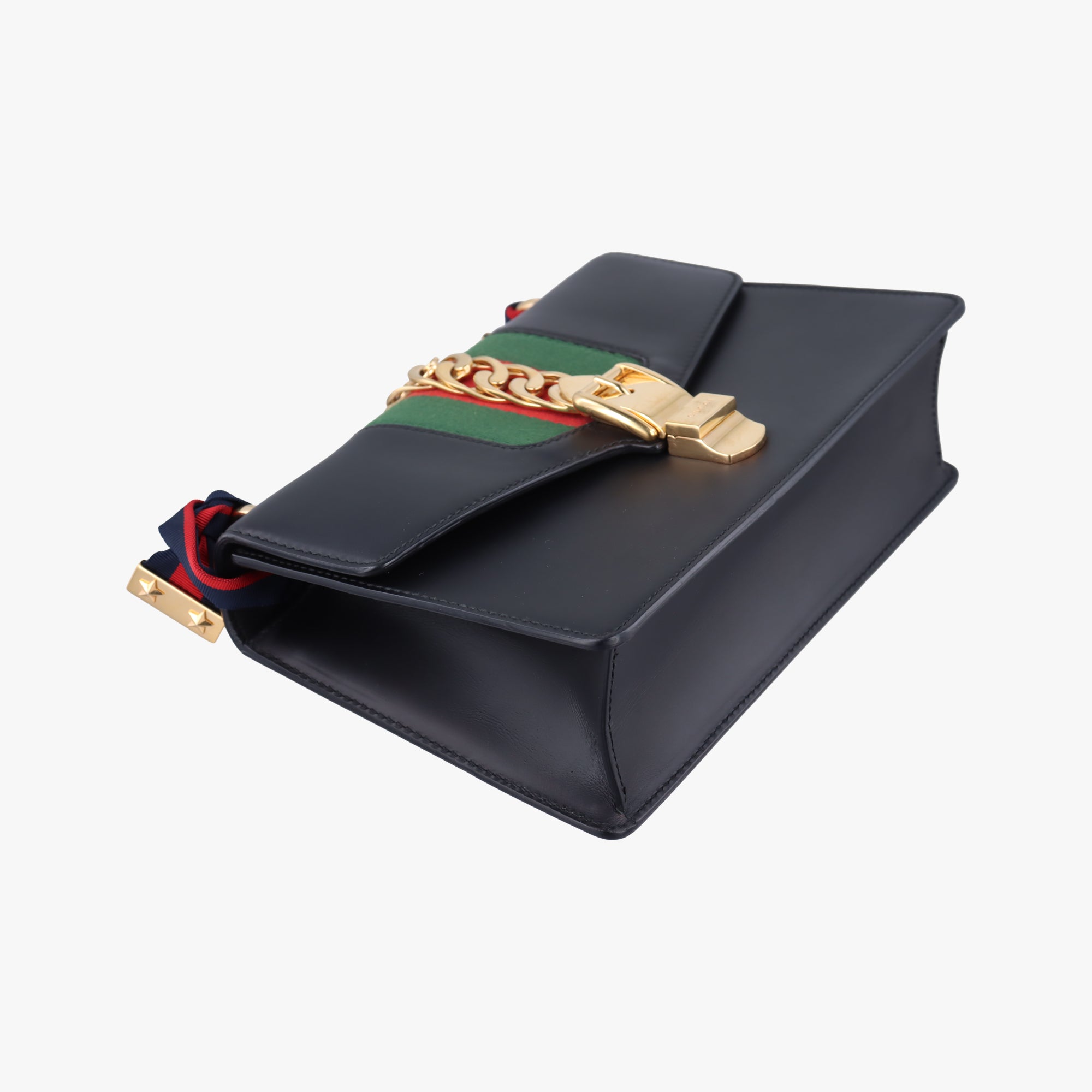 Pre-owned Gucci Sylvie Black×Green×Red Leather 421882 shoulderbag | stylenewstar