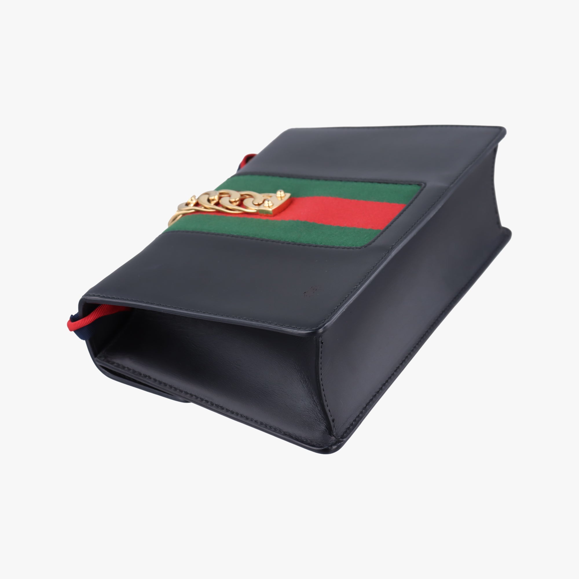 Pre-owned Gucci Sylvie Black×Green×Red Leather 421882 shoulderbag | stylenewstar