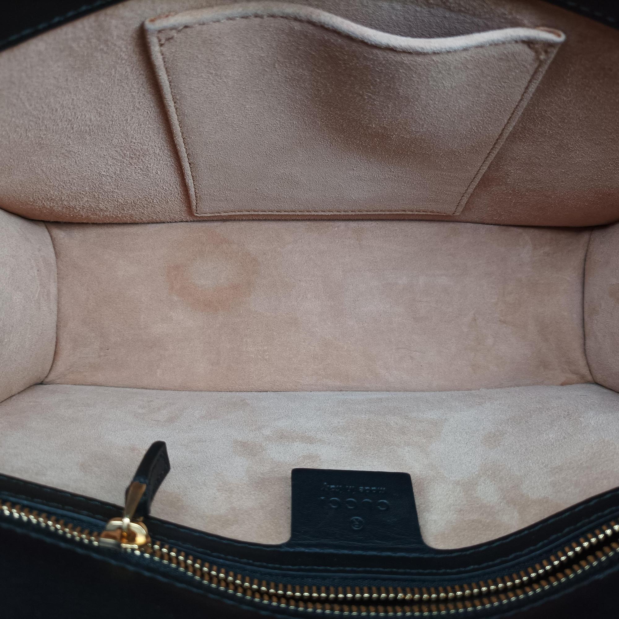 Pre-owned Gucci Sylvie Black×Green×Red Leather 421882 shoulderbag | stylenewstar