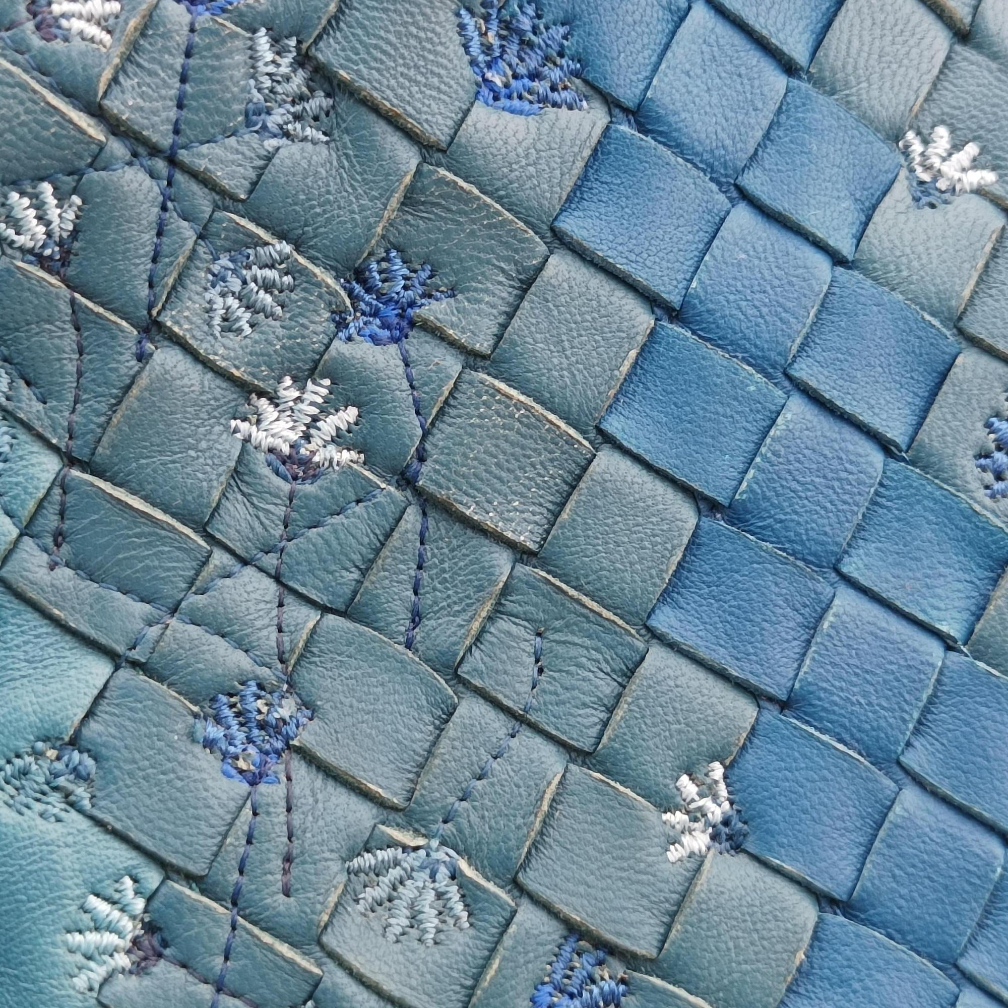Pre-owned Bottega Veneta NODINI Intrecciato Blue lambskin  shoulderbag | stylenewstar