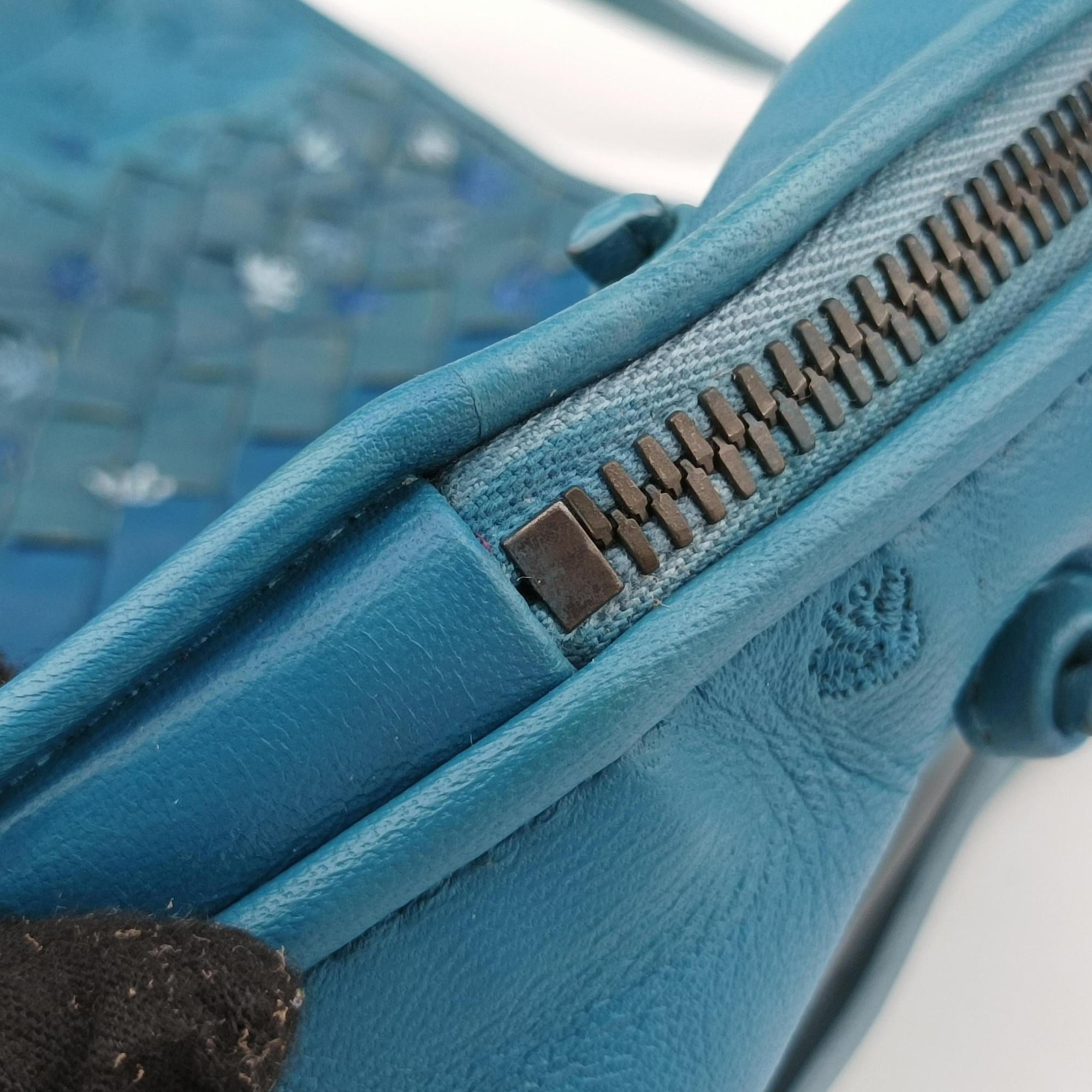 Pre-owned Bottega Veneta NODINI Intrecciato Blue lambskin  shoulderbag | stylenewstar