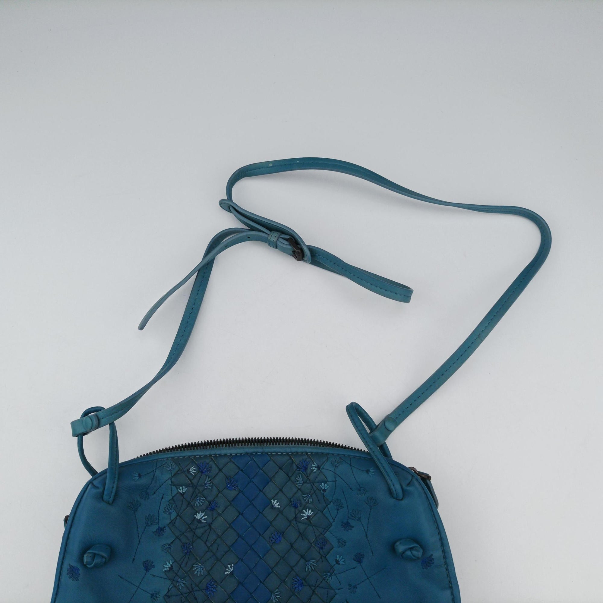 Pre-owned Bottega Veneta NODINI Intrecciato Blue lambskin  shoulderbag | stylenewstar