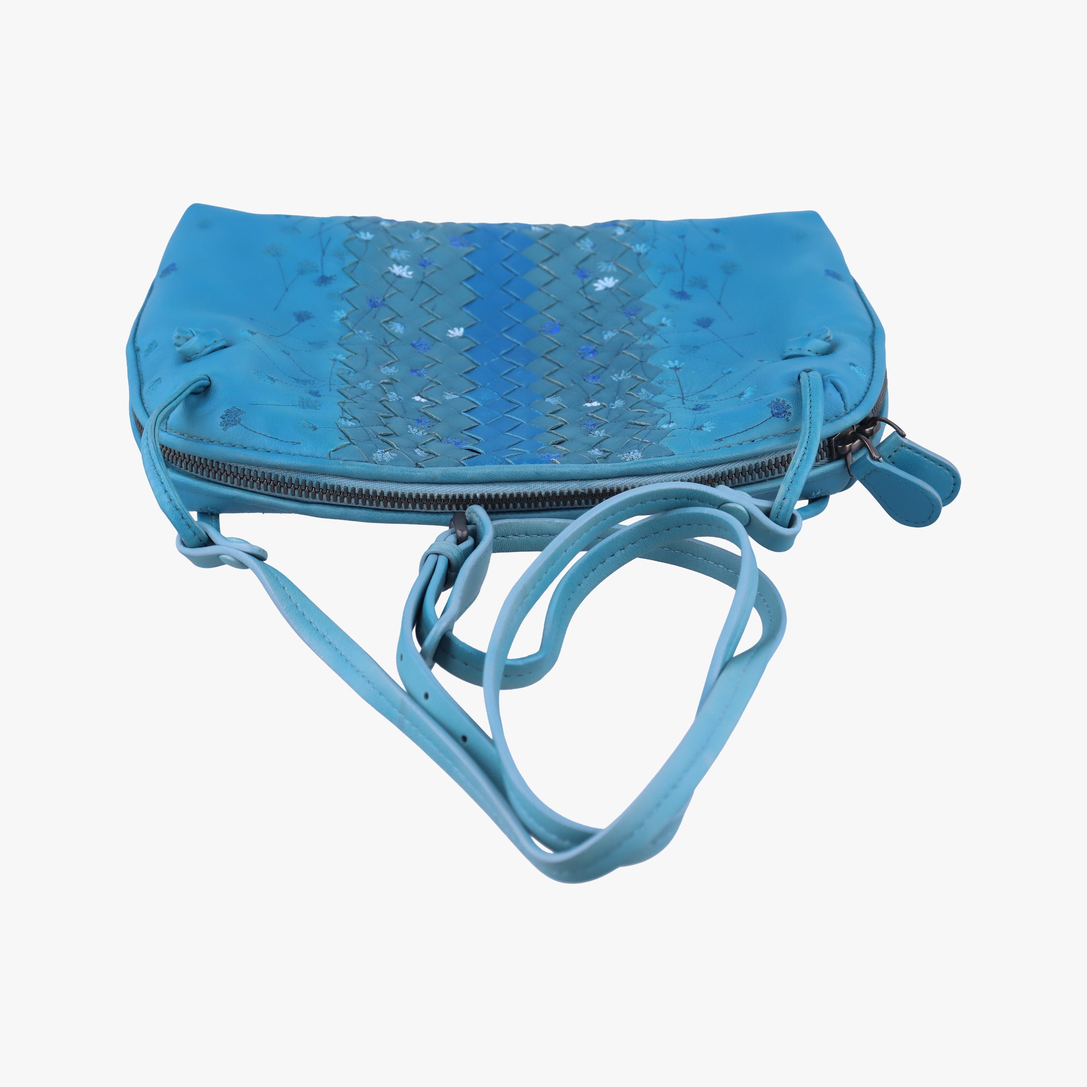 Pre-owned Bottega Veneta NODINI Intrecciato Blue lambskin  shoulderbag | stylenewstar
