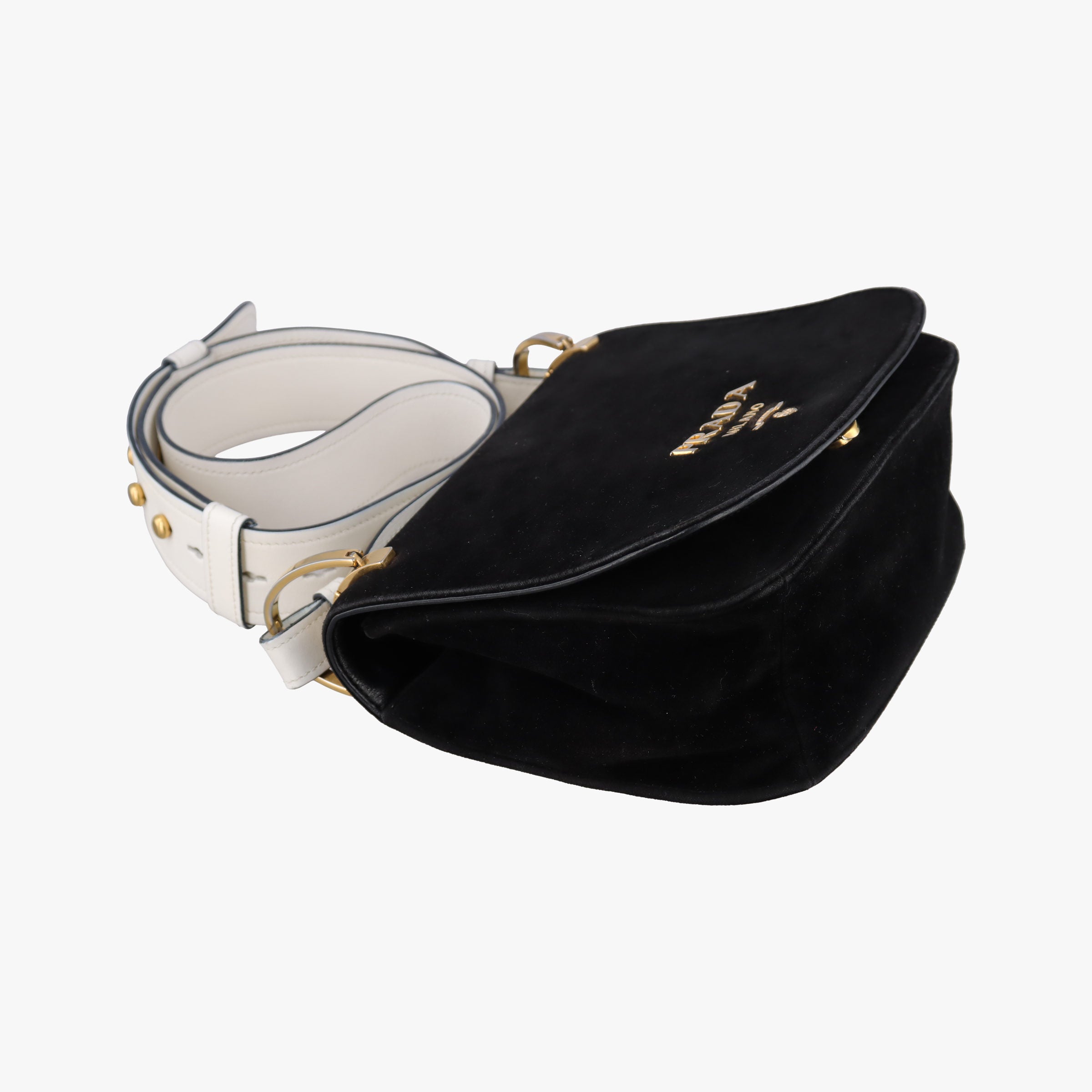 Pre-owned Prada CITY CALF Brown velour 1BD039 shoulderbag | stylenewstar