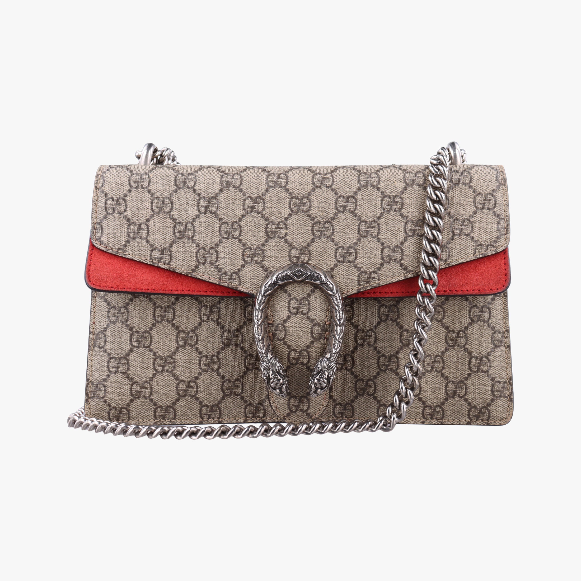 Pre-owned Gucci Dionysus beige×red PVC coated canvas×suede 400249 shoulderbag | stylenewstar