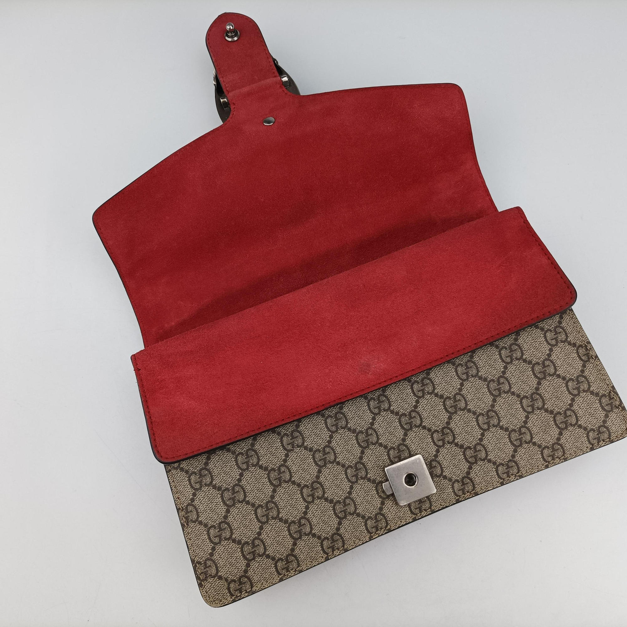 Pre-owned Gucci Dionysus beige×red PVC coated canvas×suede 400249 shoulderbag | stylenewstar