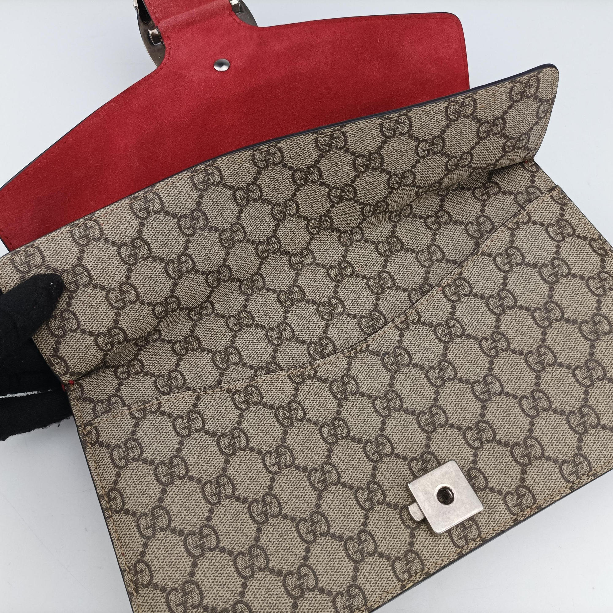 Pre-owned Gucci Dionysus beige×red PVC coated canvas×suede 400249 shoulderbag | stylenewstar