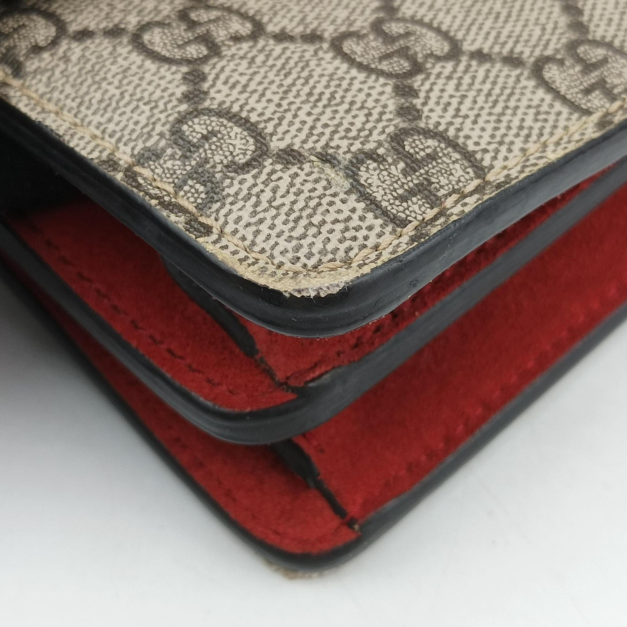 Pre-owned Gucci Dionysus beige×red PVC coated canvas×suede 400249 shoulderbag | stylenewstar