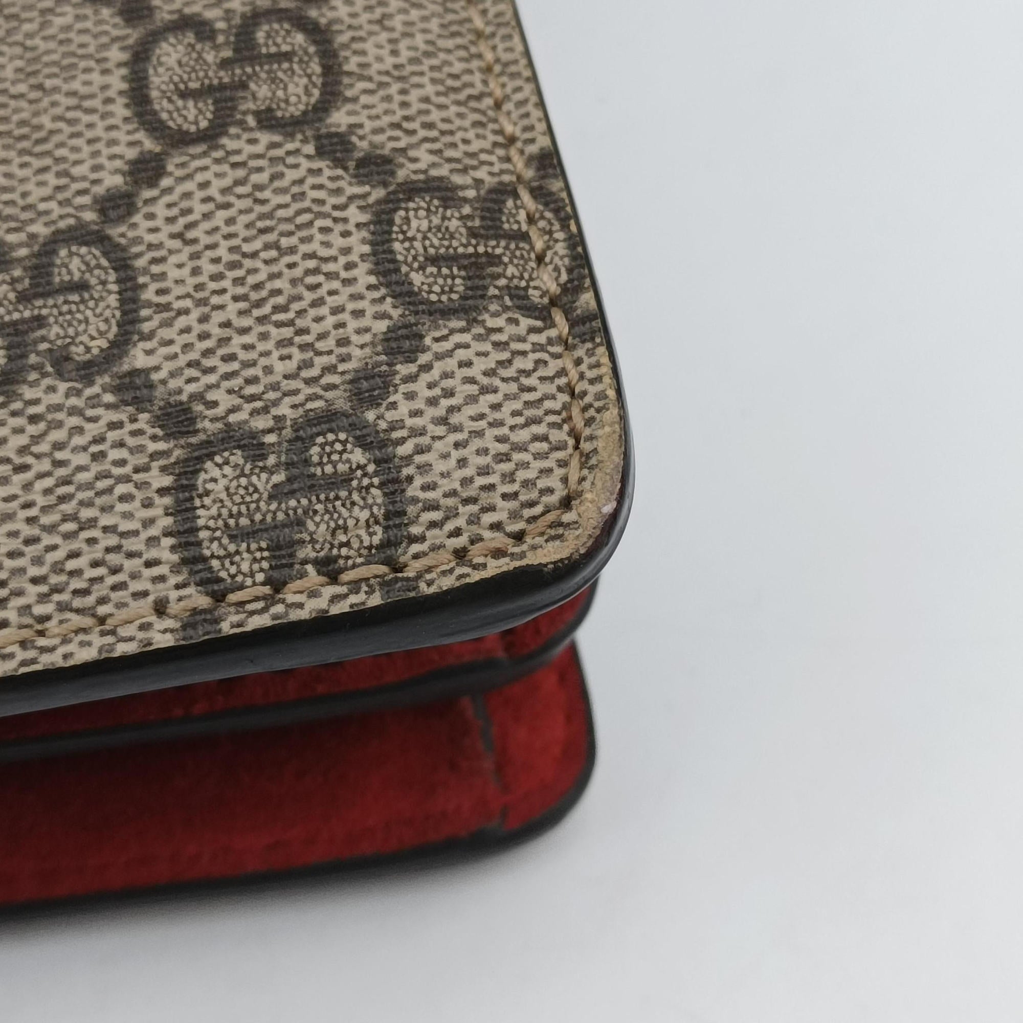Pre-owned Gucci Dionysus beige×red PVC coated canvas×suede 400249 shoulderbag | stylenewstar