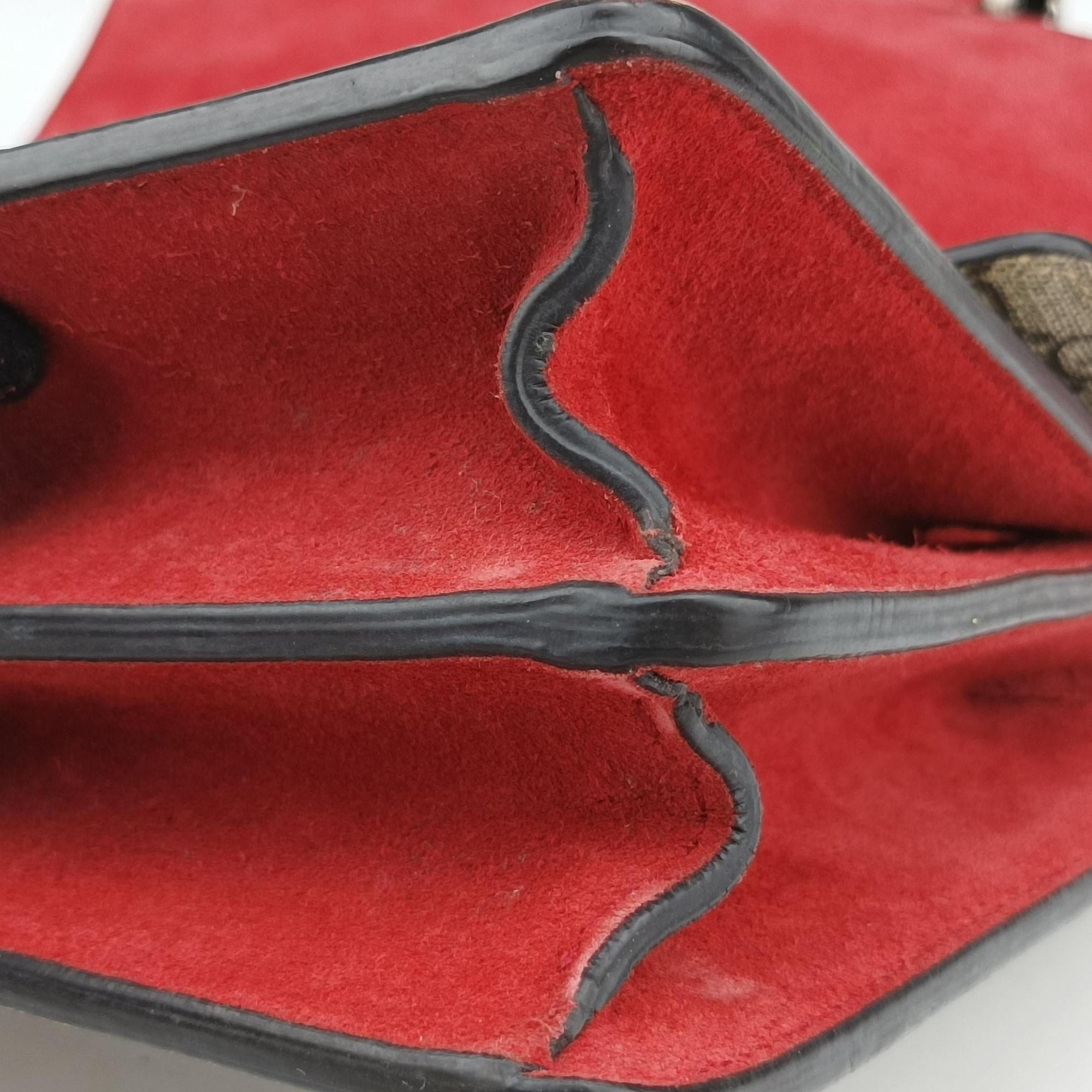 Pre-owned Gucci Dionysus beige×red PVC coated canvas×suede 400249 shoulderbag | stylenewstar