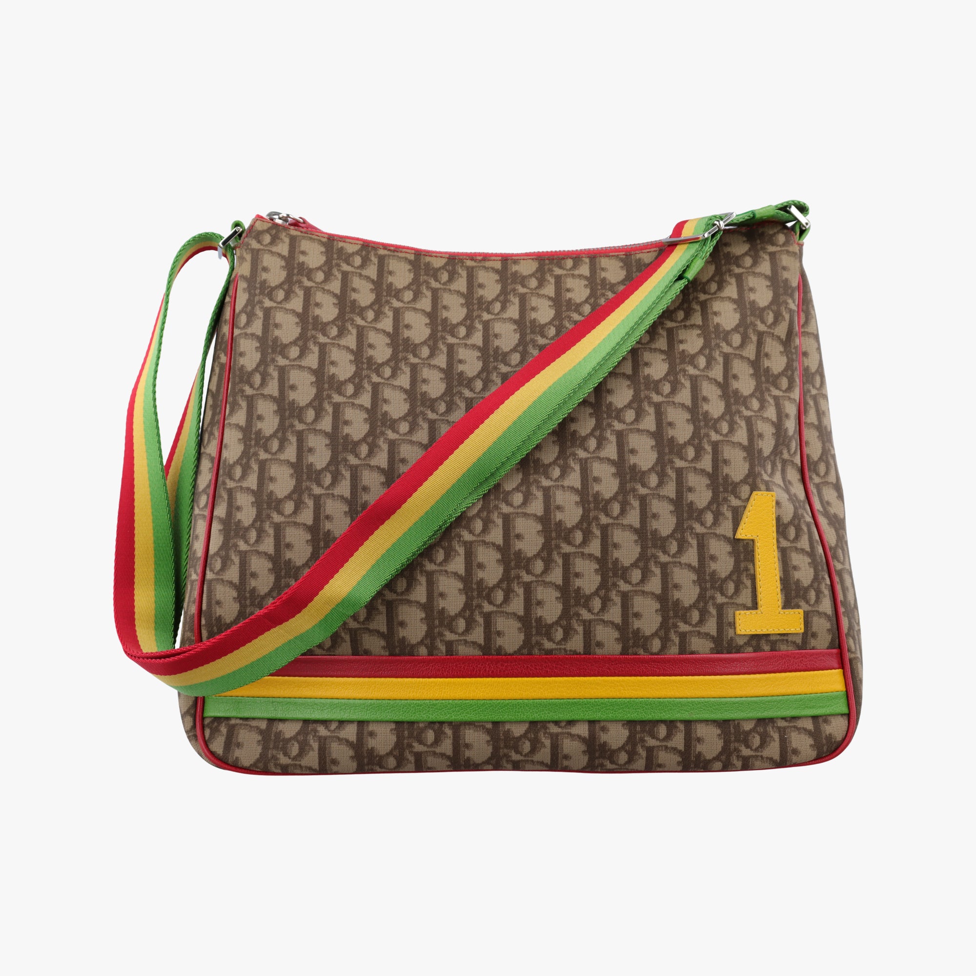Vintage Christian Dior Rasta beige×Multicolour PVC coated canvas  shoulderbag | stylenewstar
