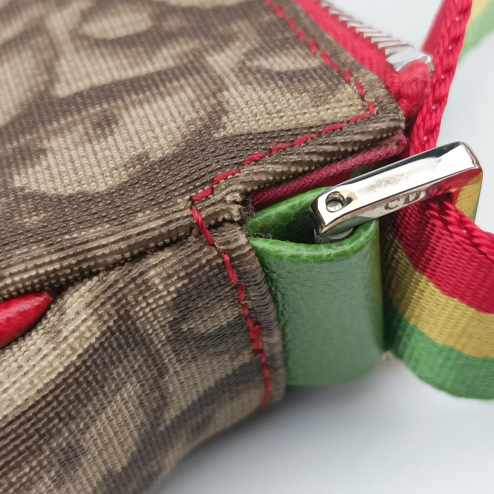 Vintage Christian Dior Rasta beige×Multicolour PVC coated canvas  shoulderbag | stylenewstar
