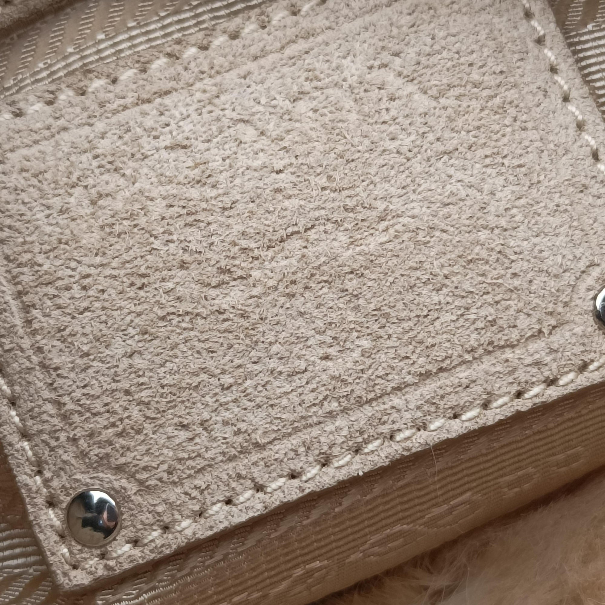 Pre-owned Prada Canapa Ecolapin Beige fur  handbag | stylenewstar