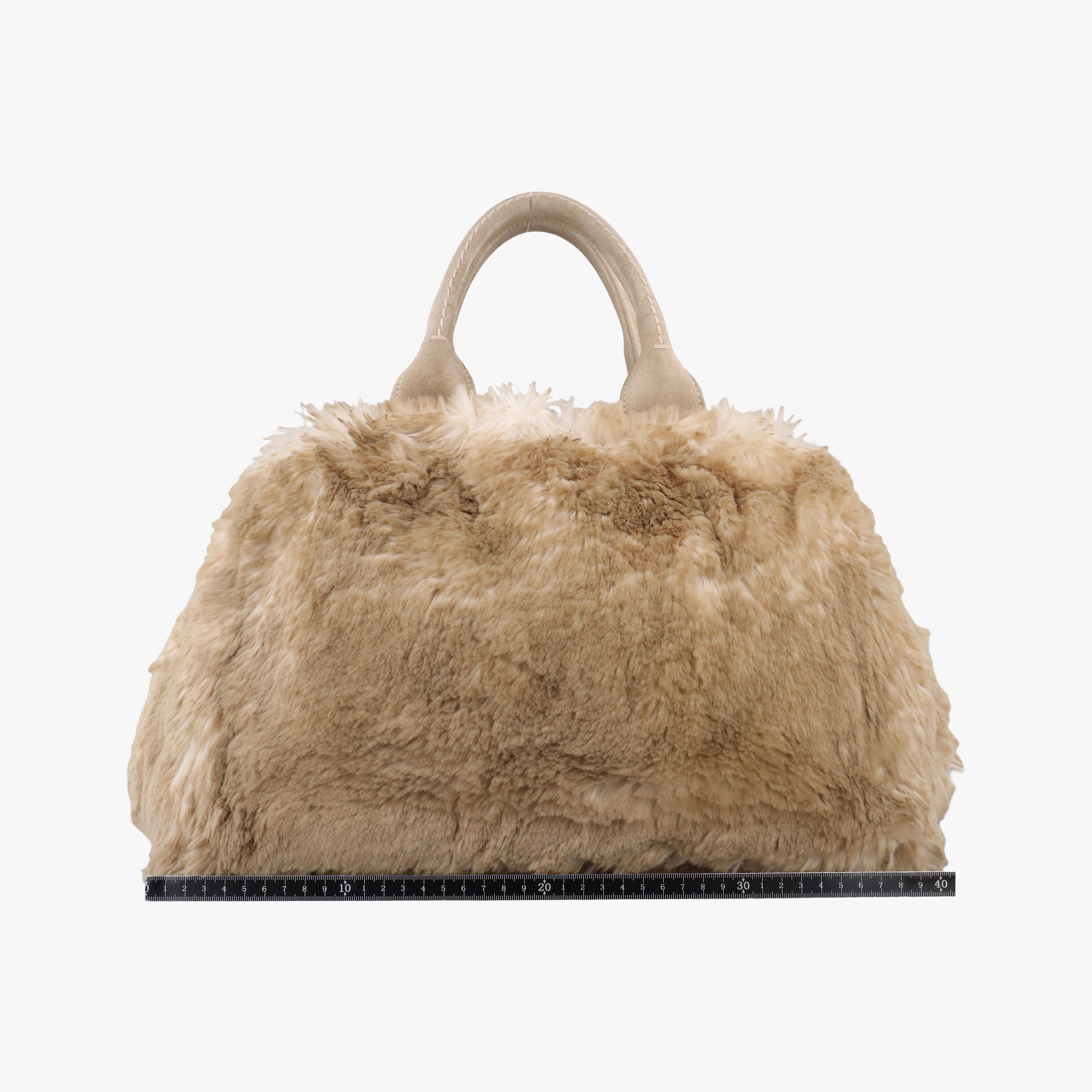 Pre-owned Prada Canapa Ecolapin Beige fur  handbag | stylenewstar