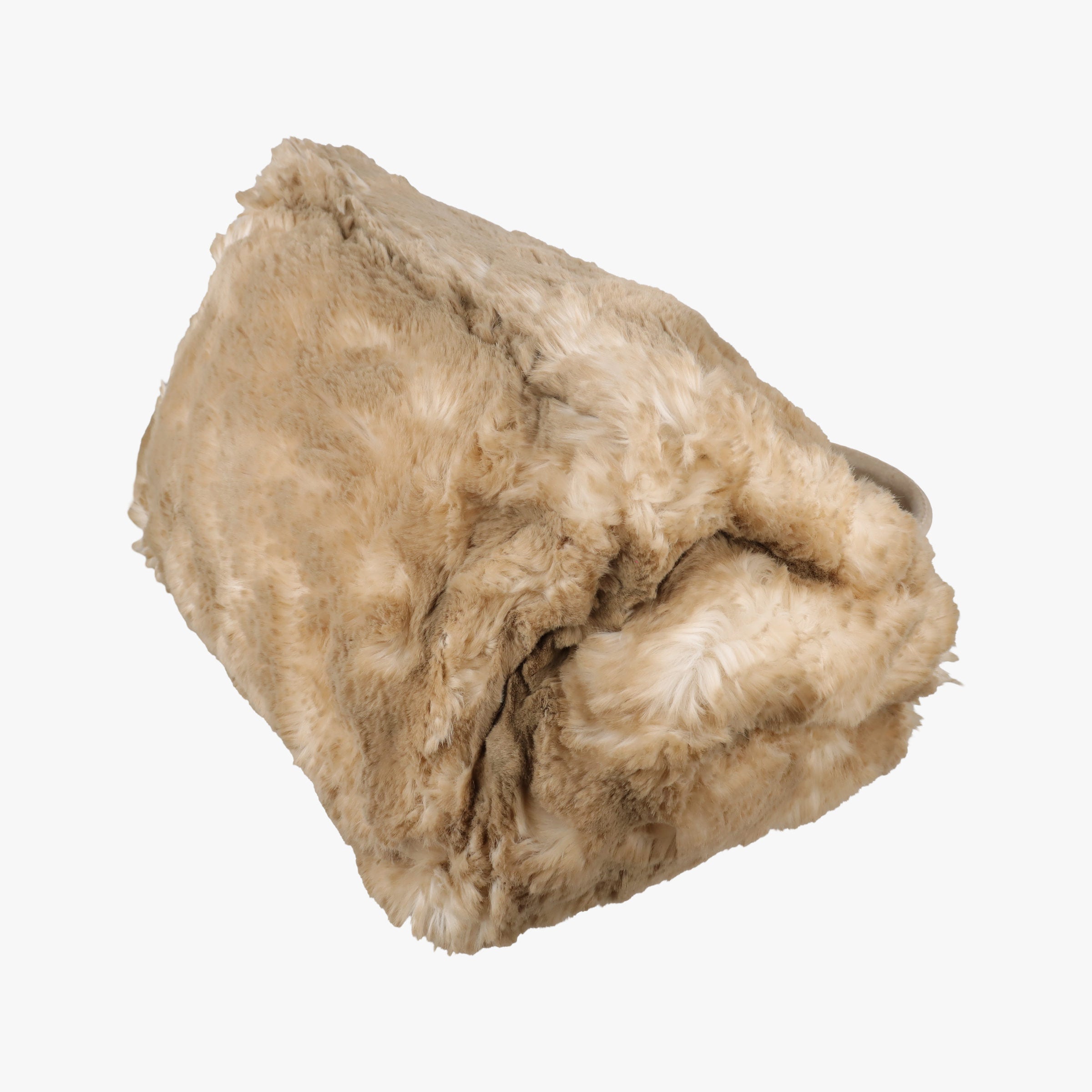 Pre-owned Prada Canapa Ecolapin Beige fur  handbag | stylenewstar