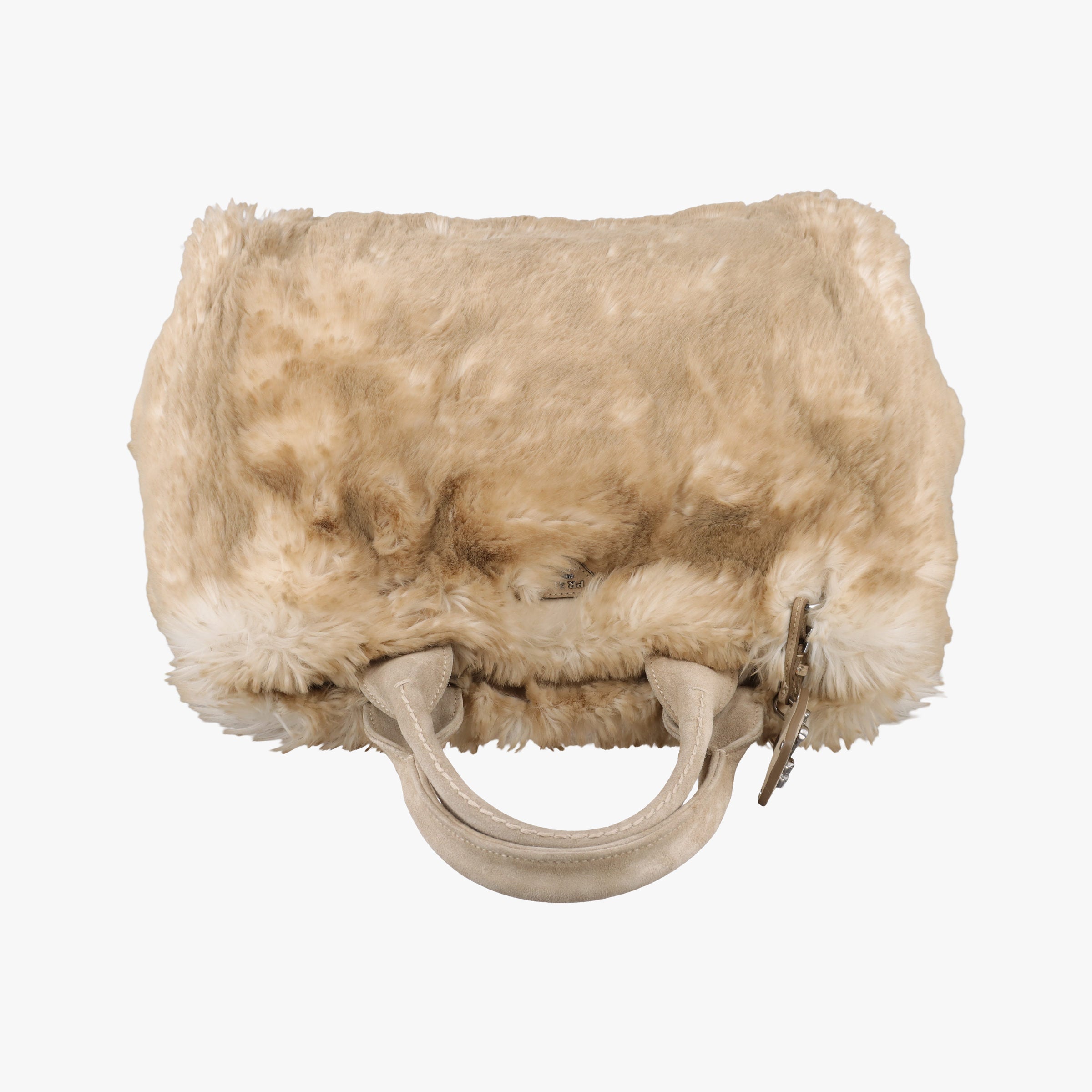 Pre-owned Prada Canapa Ecolapin Beige fur  handbag | stylenewstar
