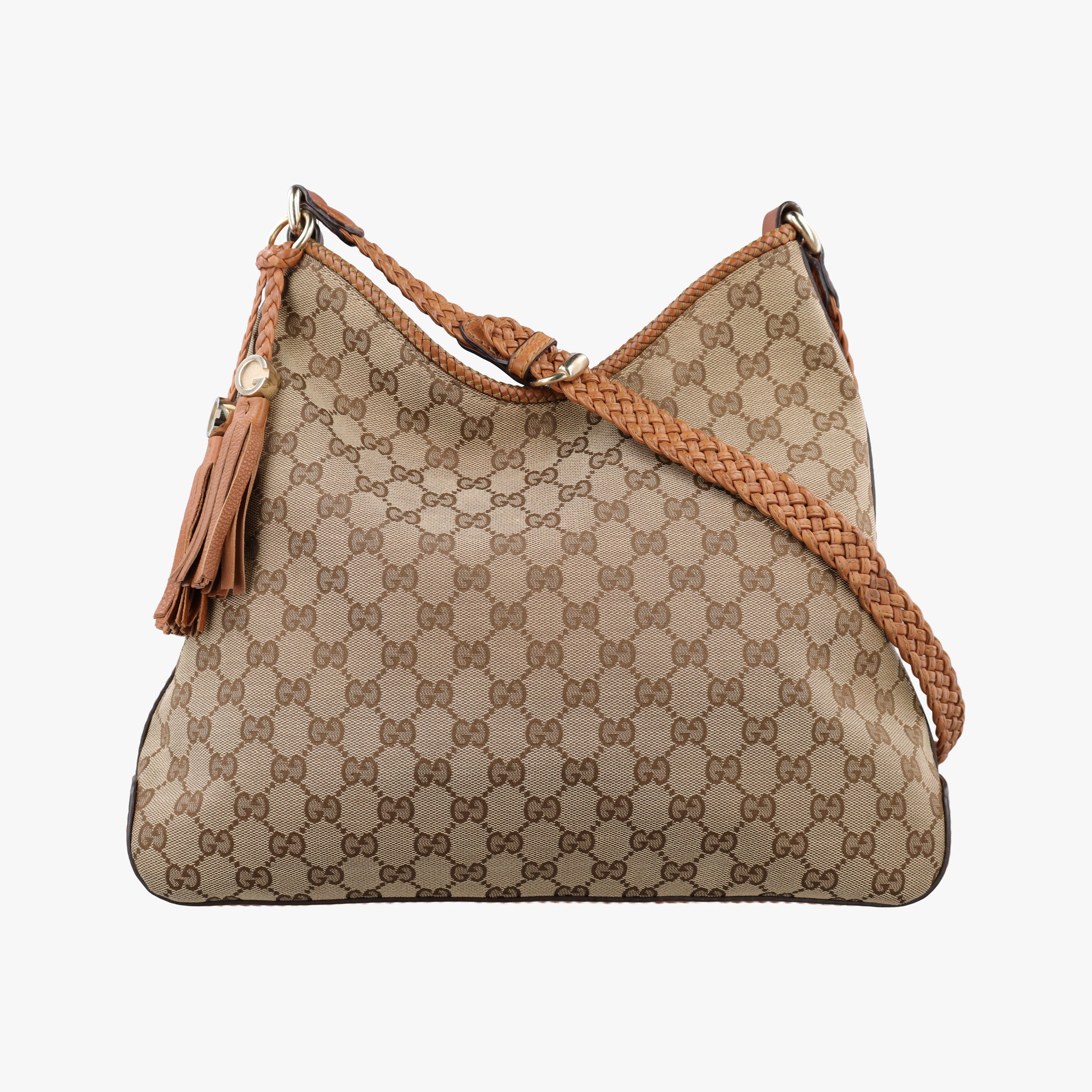 Pre-owned Gucci Marrakech One Brown canvas×leather 257026 shoulderbag | stylenewstar