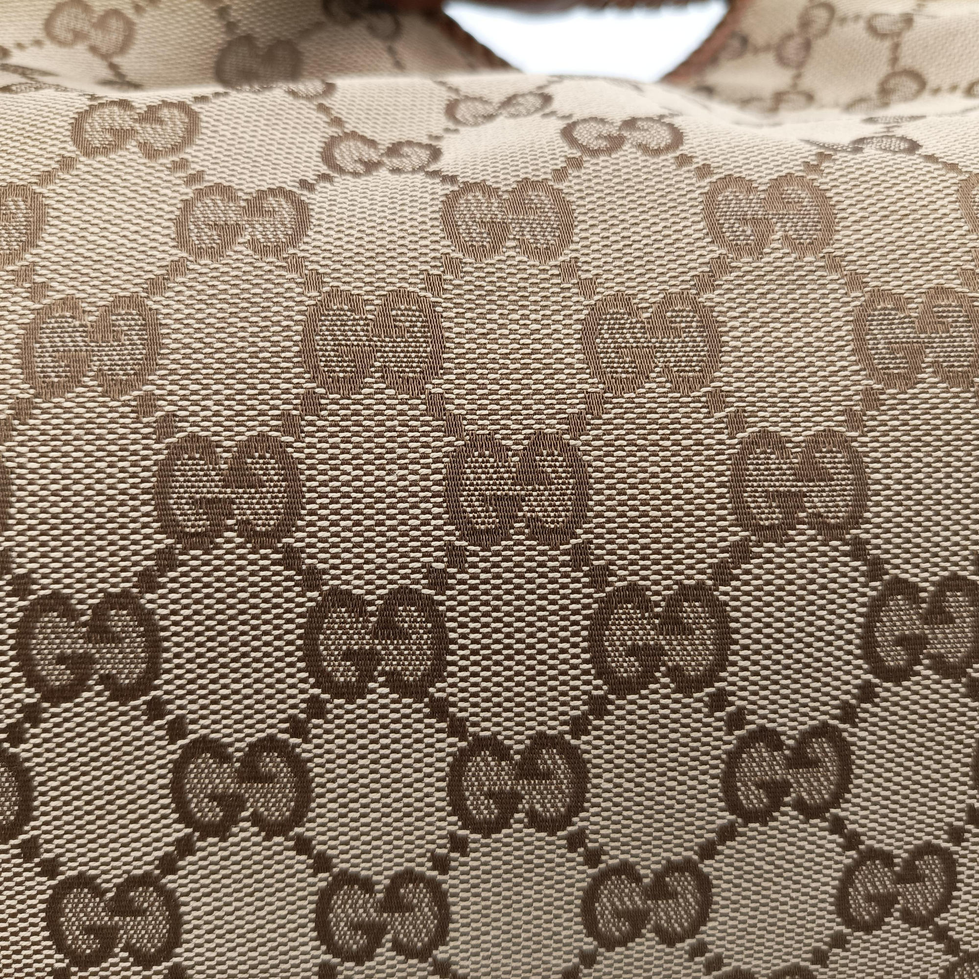 Pre-owned Gucci Marrakech One Brown canvas×leather 257026 shoulderbag | stylenewstar