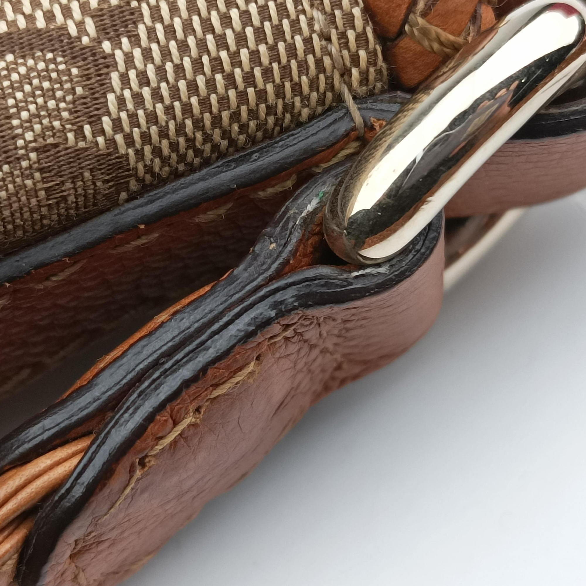Pre-owned Gucci Marrakech One Brown canvas×leather 257026 shoulderbag | stylenewstar