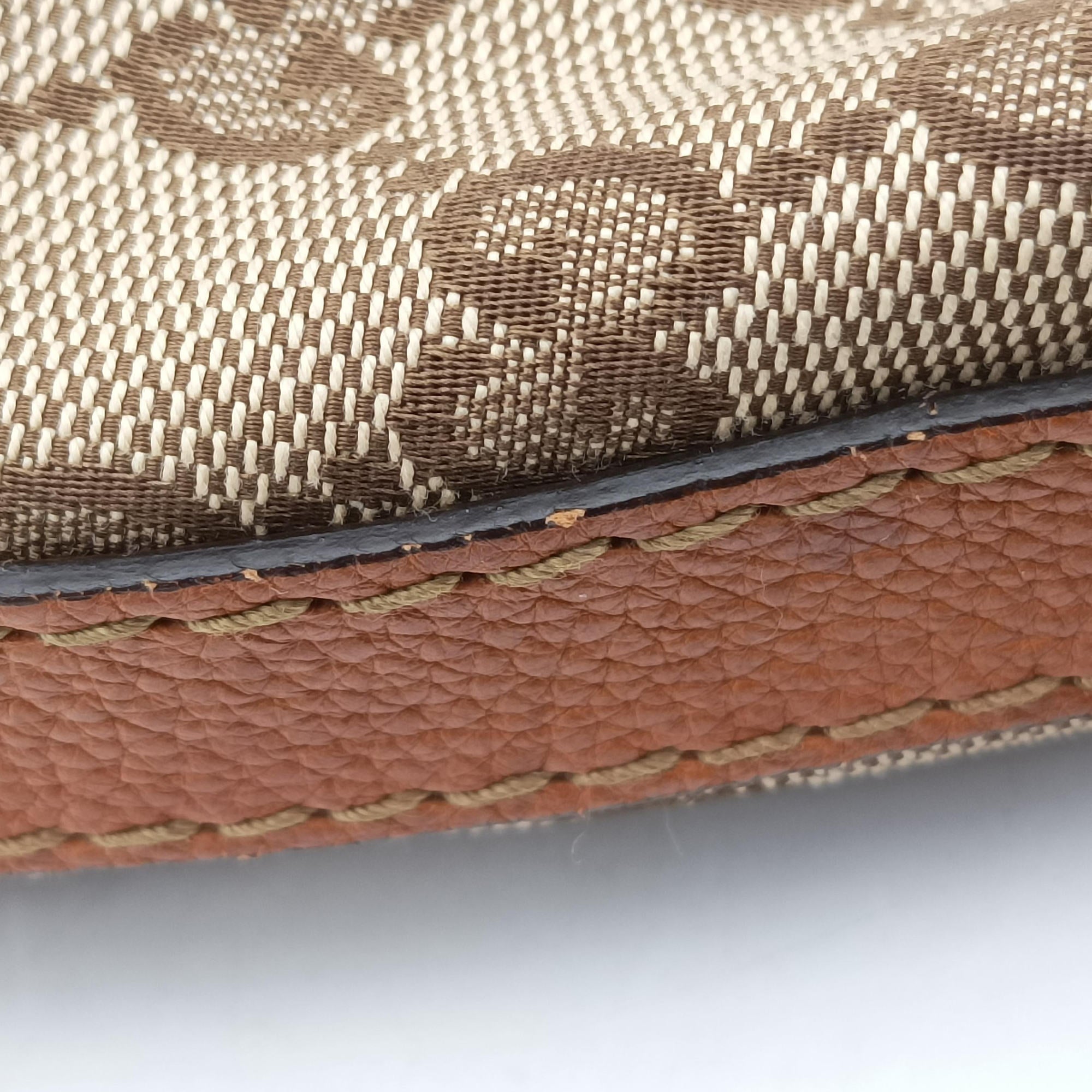 Pre-owned Gucci Marrakech One Brown canvas×leather 257026 shoulderbag | stylenewstar