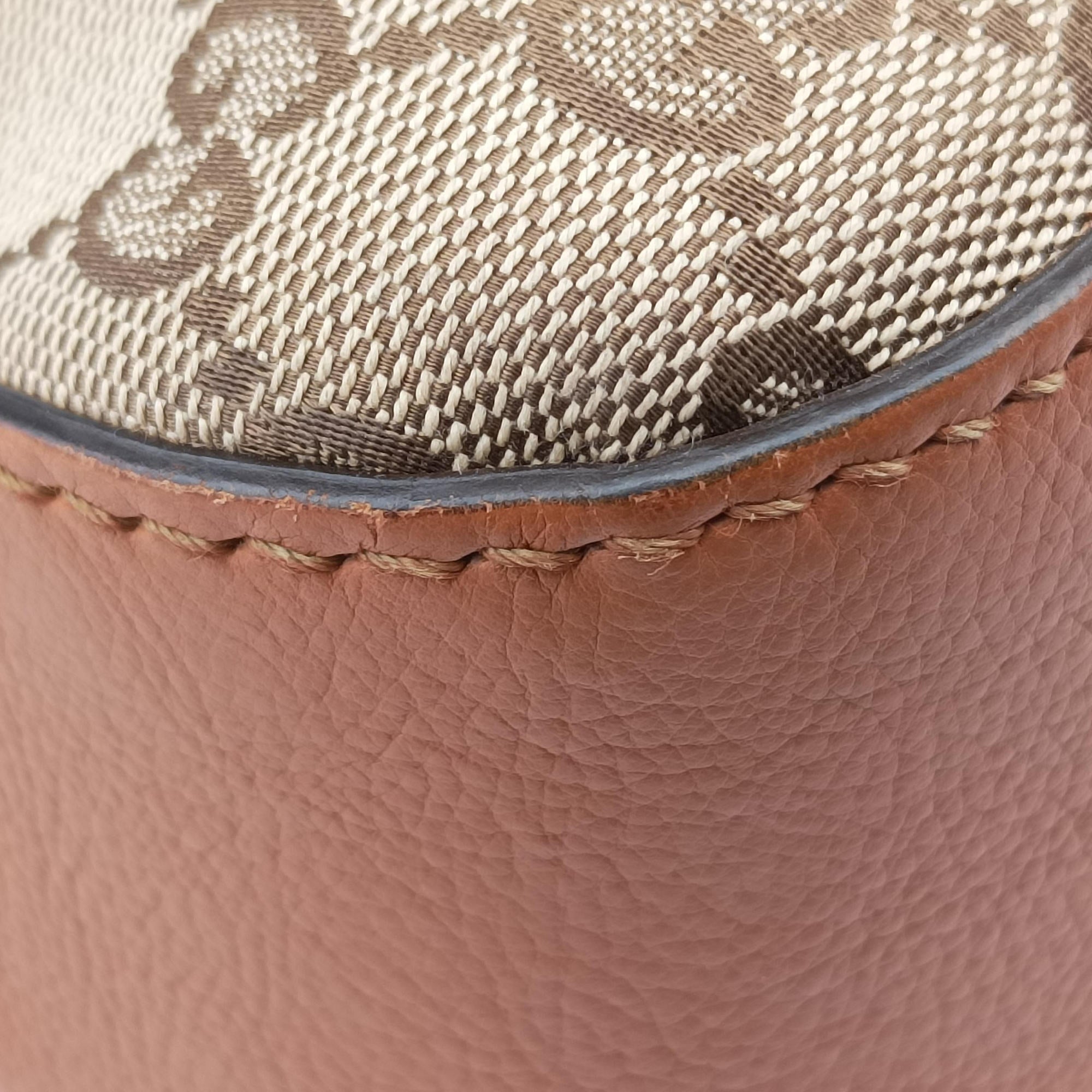 Pre-owned Gucci Marrakech One Brown canvas×leather 257026 shoulderbag | stylenewstar