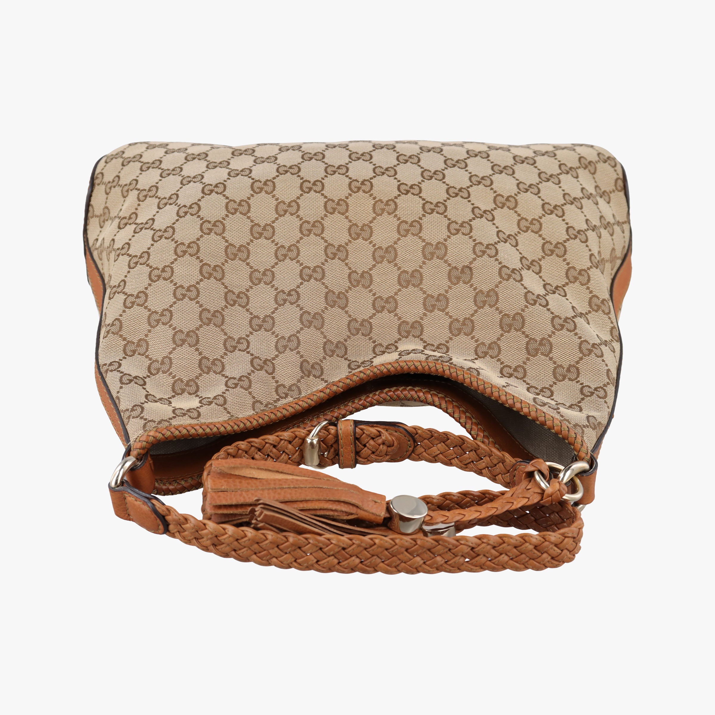 Pre-owned Gucci Marrakech One Brown canvas×leather 257026 shoulderbag | stylenewstar