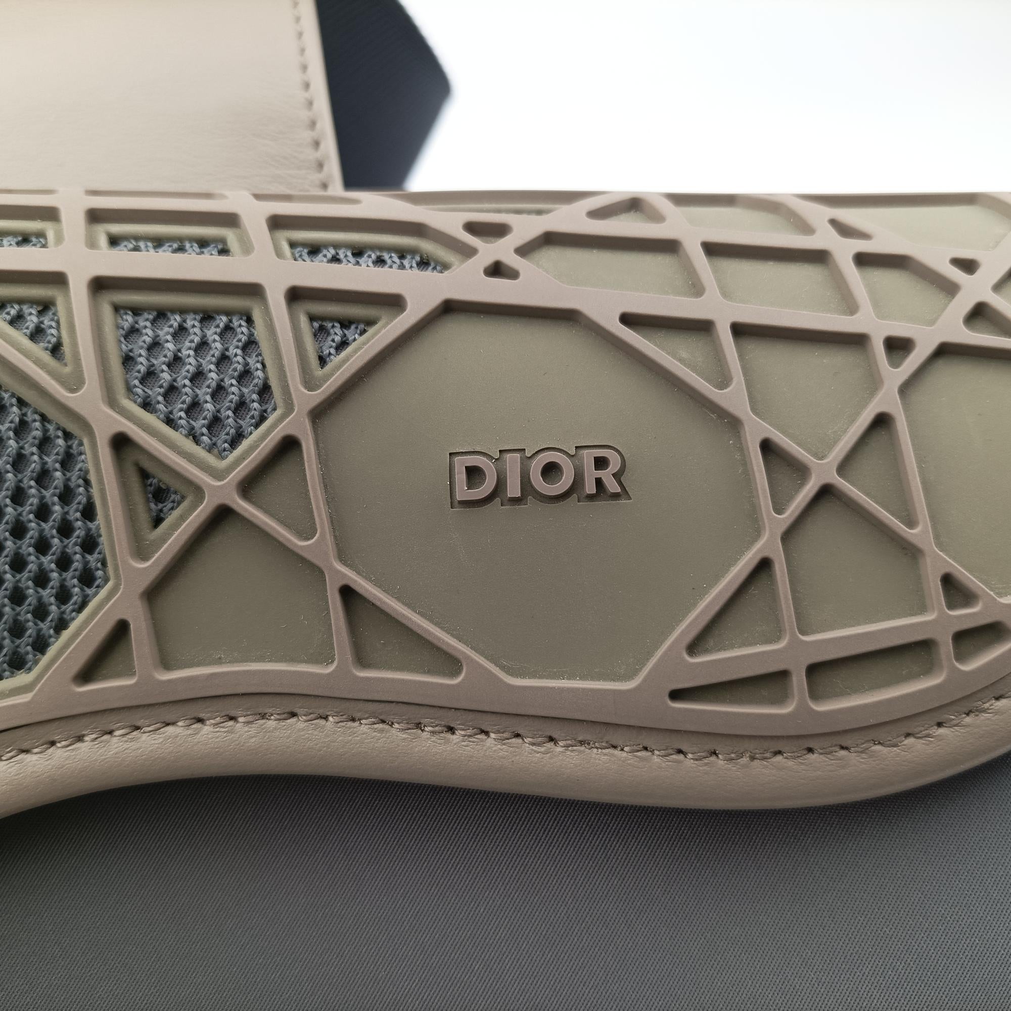 Pre-owned Christian Dior Saddle Cannage Rubber Beige x Gray Nylon× Leather  crossbodybag | stylenewstar
