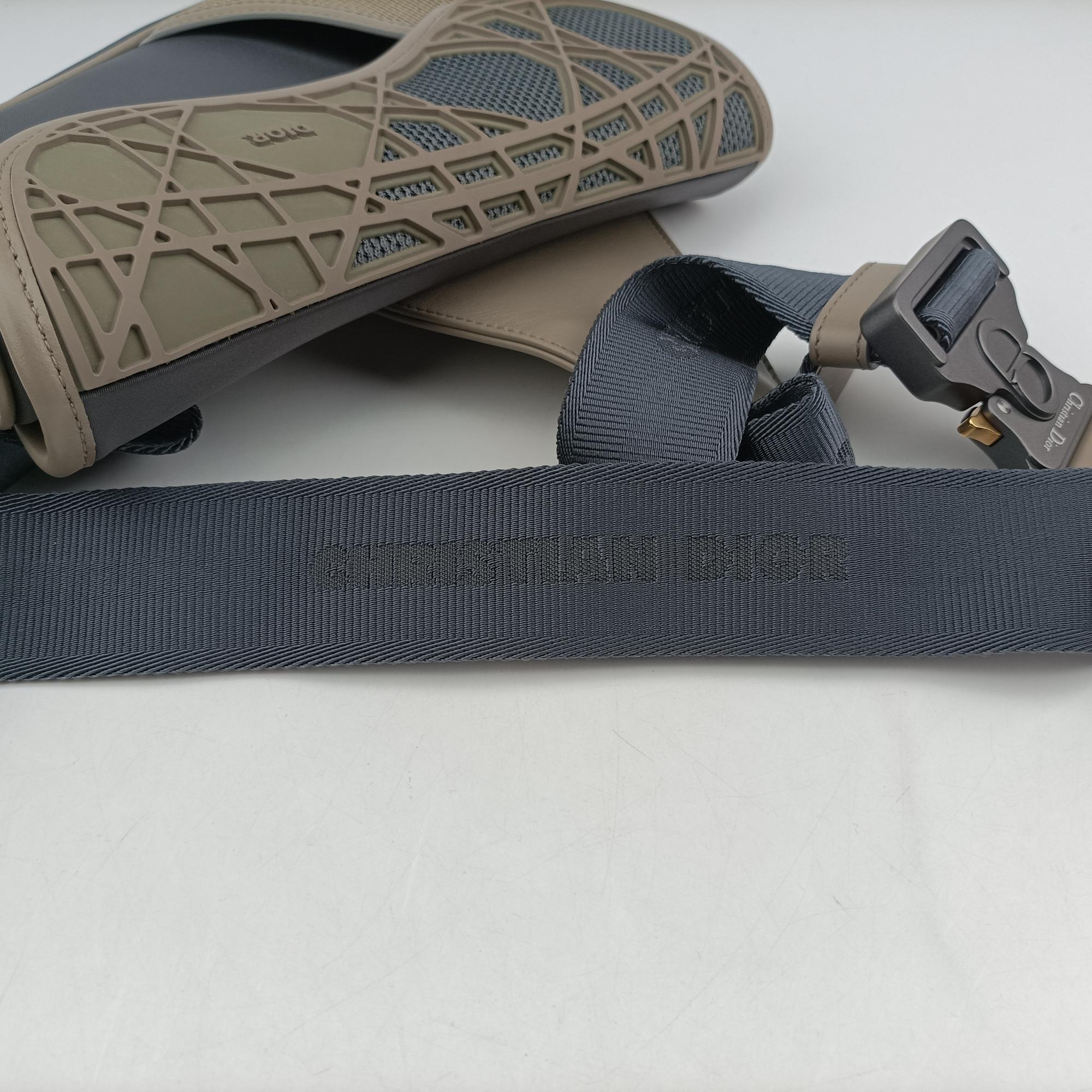 Pre-owned Christian Dior Saddle Cannage Rubber Beige x Gray Nylon× Leather  crossbodybag | stylenewstar