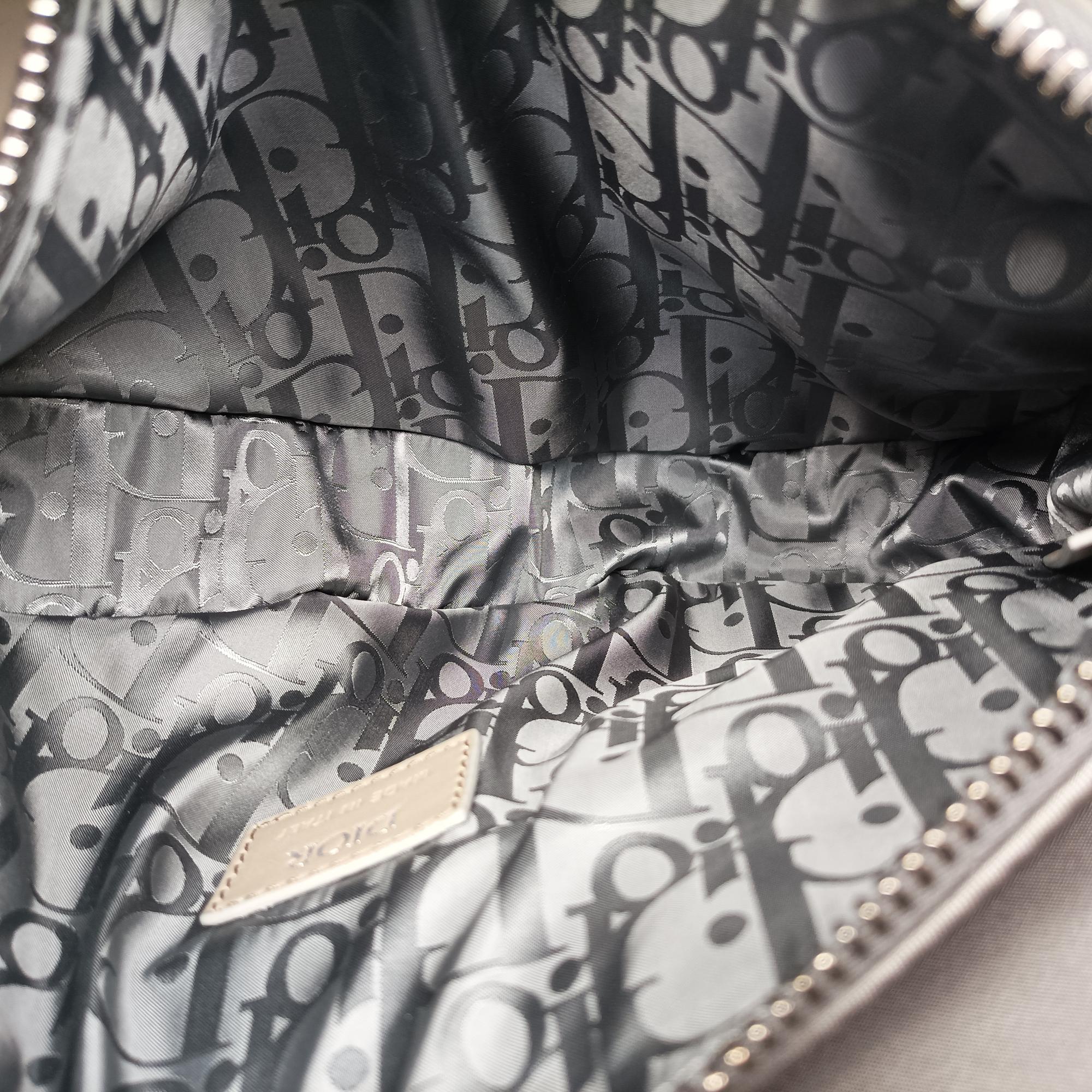 Pre-owned Christian Dior Saddle Cannage Rubber Beige x Gray Nylon× Leather  crossbodybag | stylenewstar