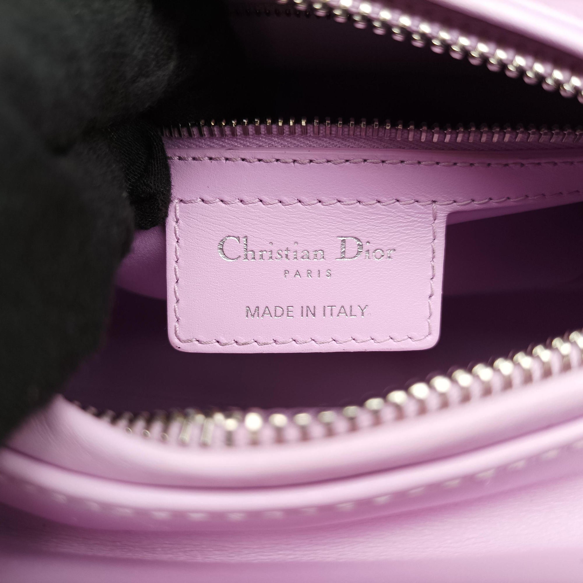 Pre-owned Christian Dior Lady Dior Pink × Black × Magenta Leather  shoulderbag | stylenewstar